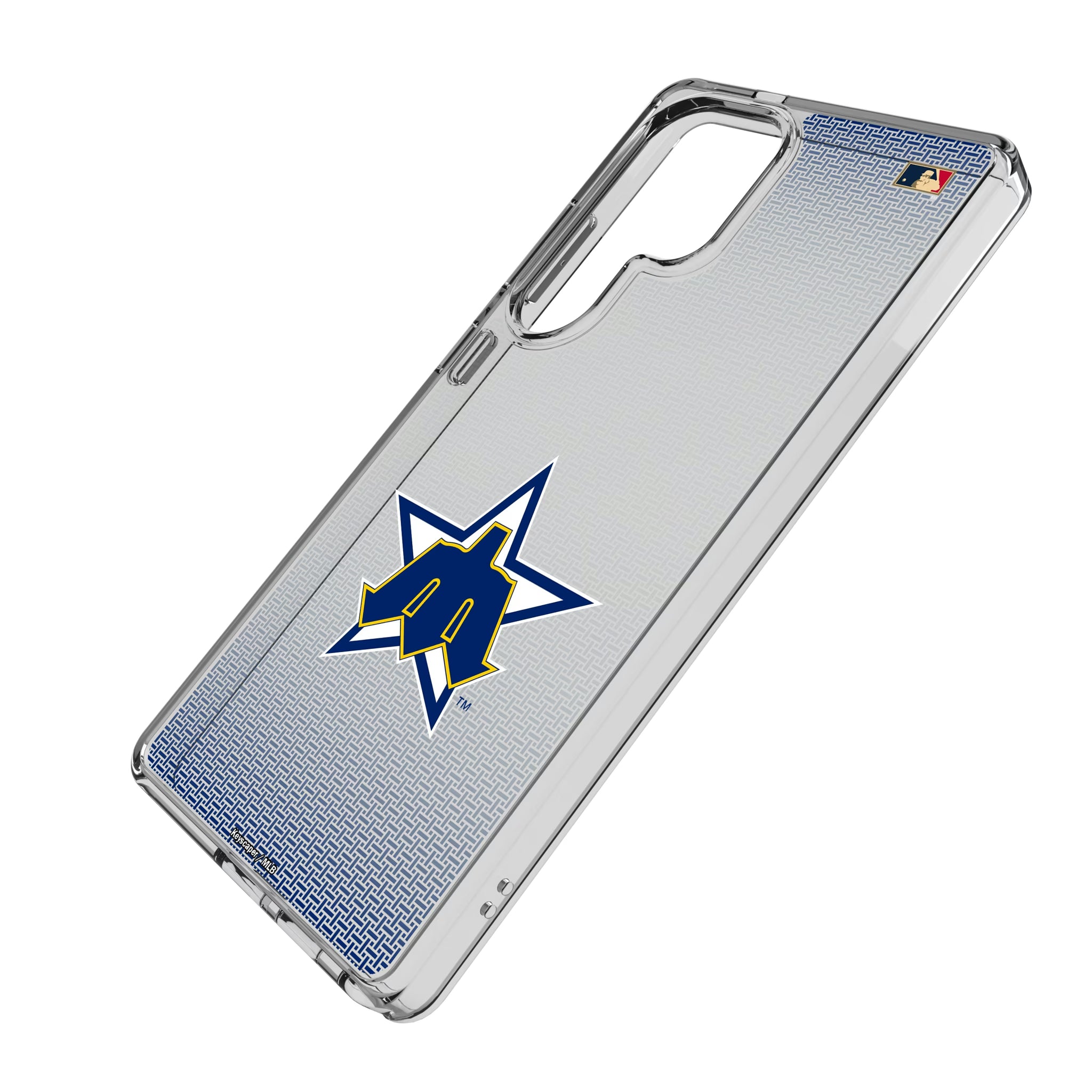 Seattle Mariners 1981-1986 - Cooperstown Collection Linen Galaxy Clear Phone Case for Samsung Galaxy - Isometric View