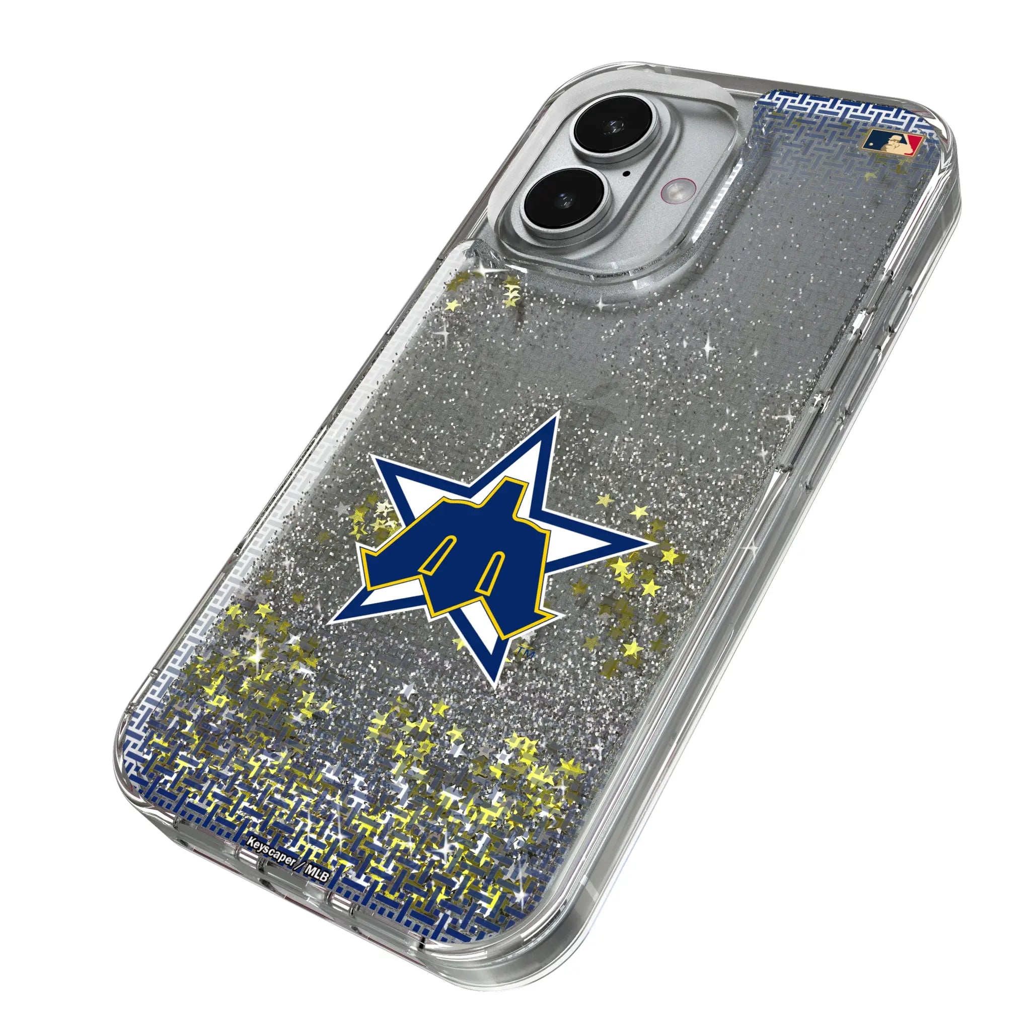 Seattle Mariners 1981-1986 - Cooperstown Collection Linen iPhone Glitter Phone Case for Apple iPhone - Isometric View