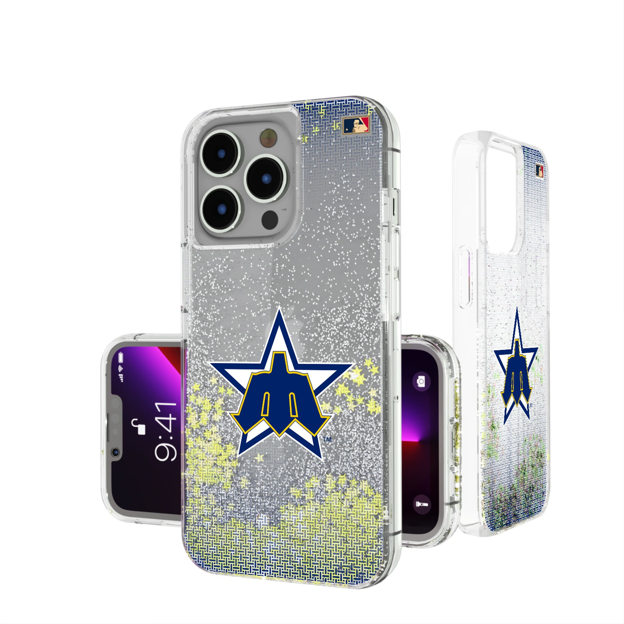 Seattle Mariners 1981-1986 - Cooperstown Collection Linen iPhone Glitter Phone Case for Apple iPhone
