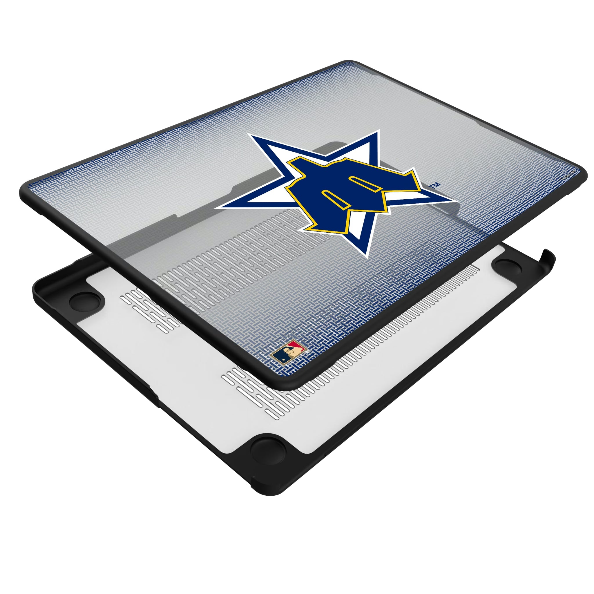 Seattle Mariners 1981-1986 - Cooperstown Collection Linen MacBook Laptop Case for Apple MacBook - Isometric View#Device_MacBook Pro (14-inch, 2021) / MacBook Pro (14-inch, 2023) / MacBook Pro (14-inch, 2024)