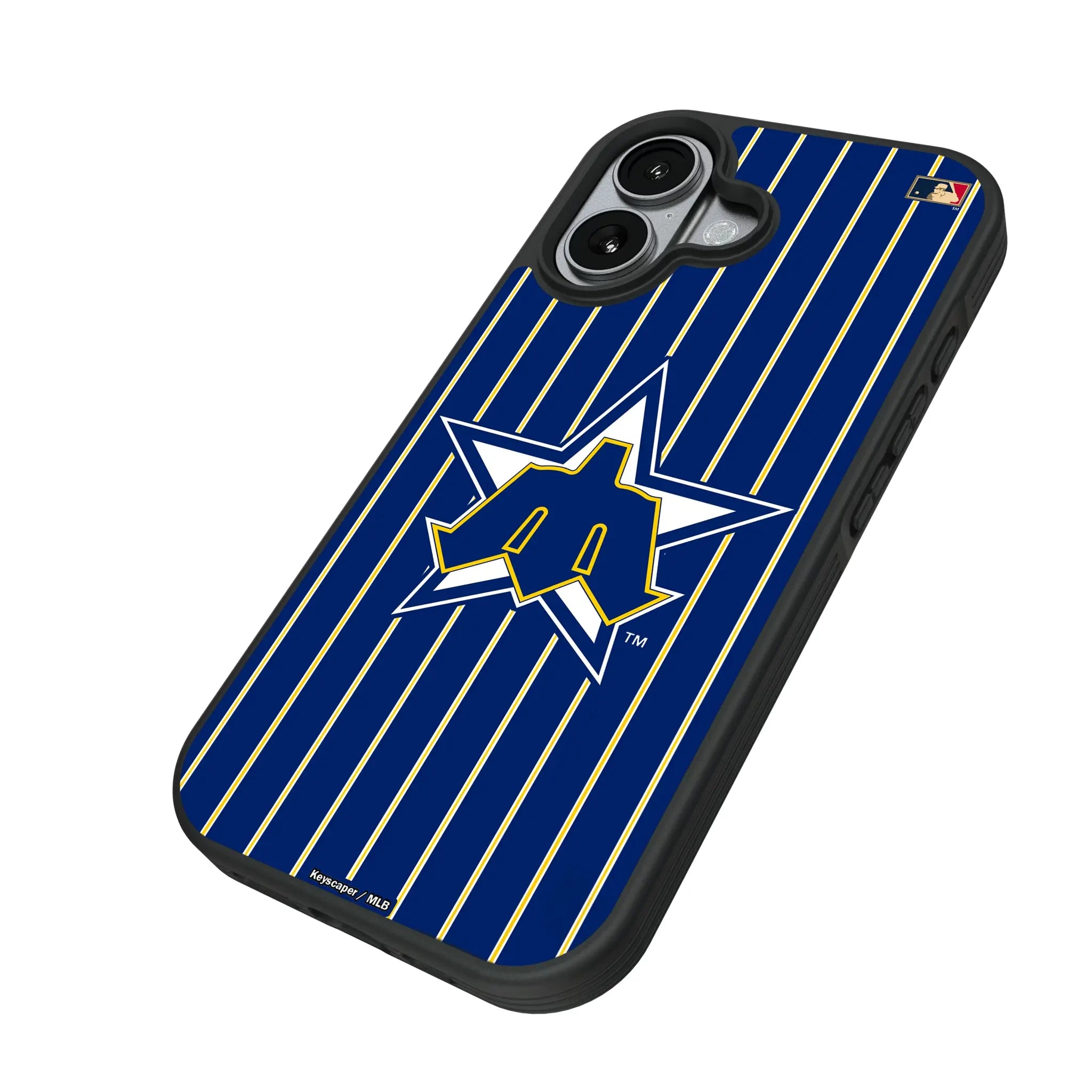 Seattle Mariners 1981-1986 - Cooperstown Collection Pinstripe iPhone Bump Phone Case for Apple iPhone - Isometric View#Device_iPhone 17