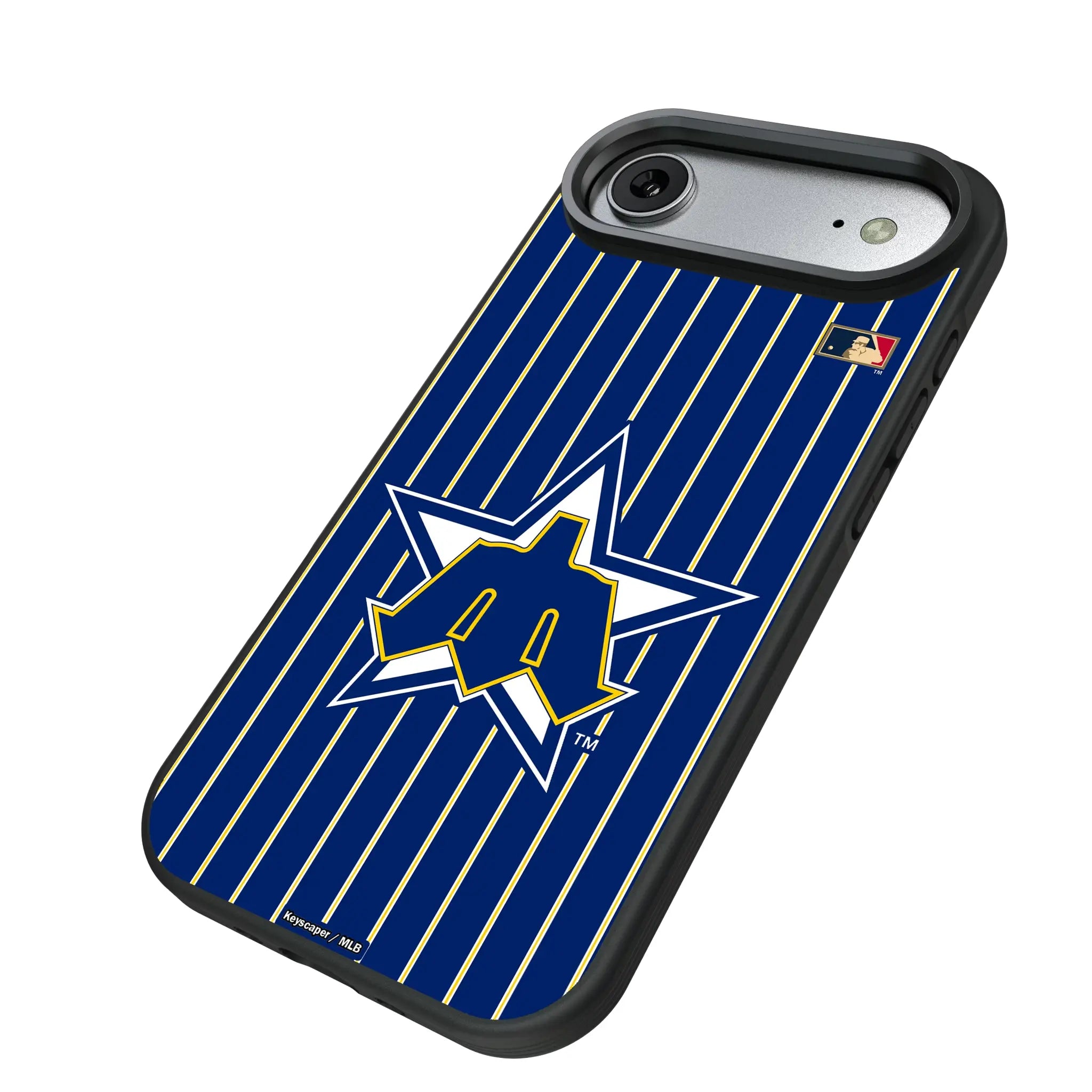 Seattle Mariners 1981-1986 - Cooperstown Collection Pinstripe iPhone Bump Phone Case for Apple iPhone - Isometric View#Device_iPhone Air