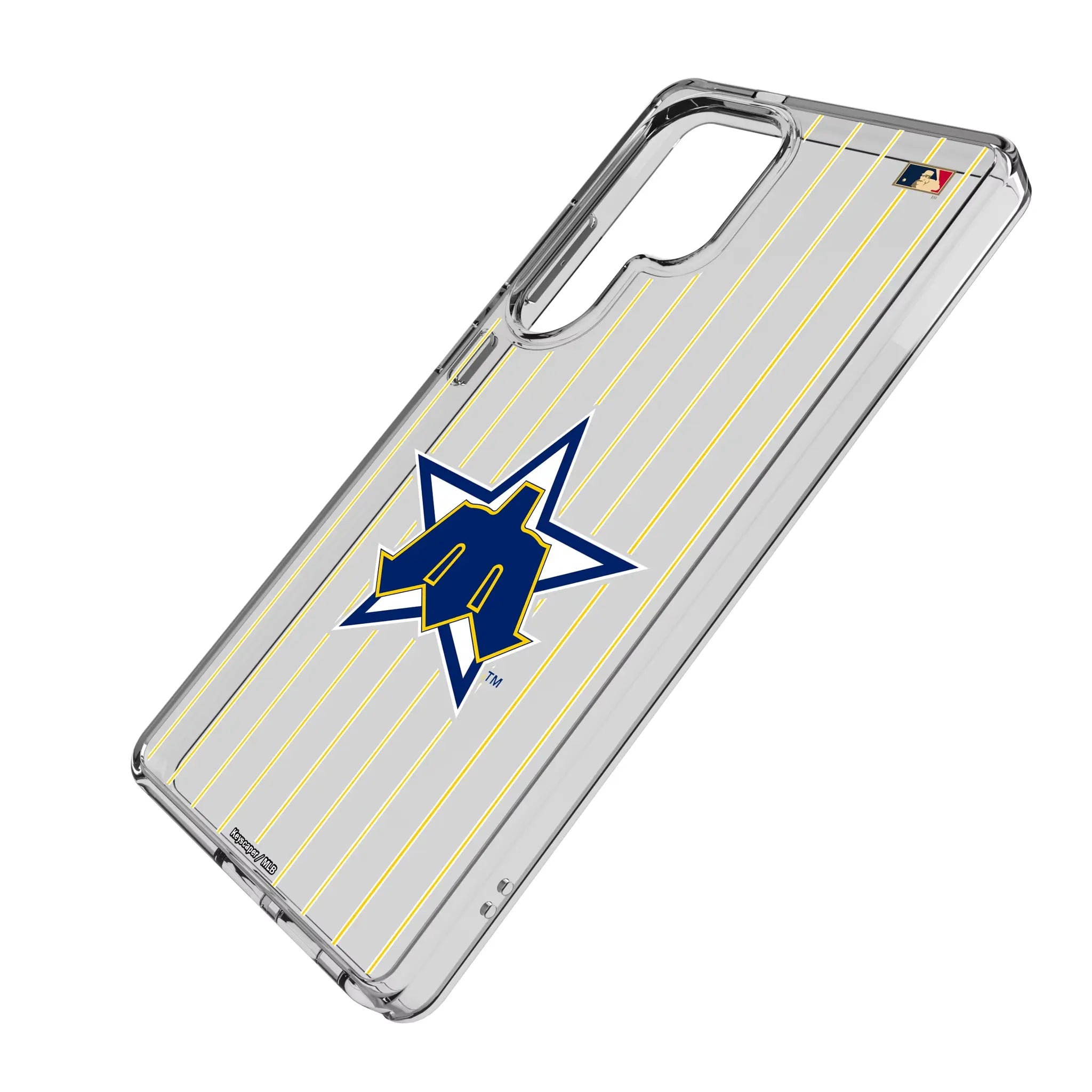 Seattle Mariners 1981-1986 - Cooperstown Collection Pinstripe Galaxy Clear Phone Case for Samsung Galaxy - Isometric View#Device_Galaxy S25 Ultra