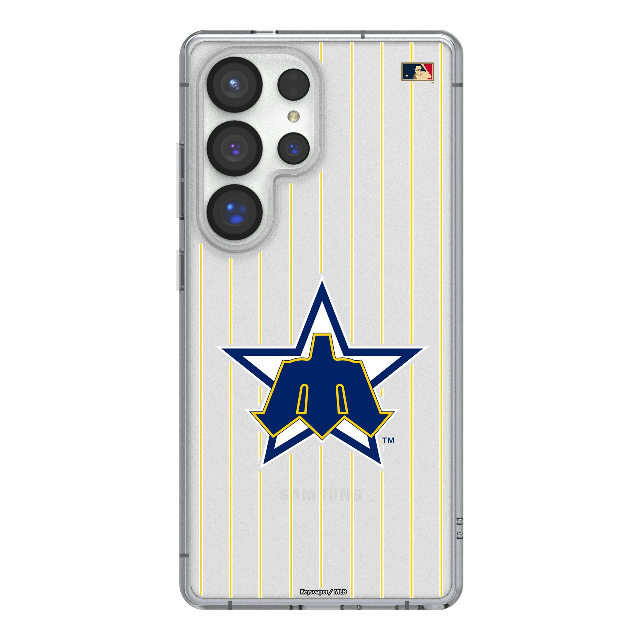 Seattle Mariners 1981-1986 - Cooperstown Collection Pinstripe Galaxy Clear Phone Case for Samsung Galaxy