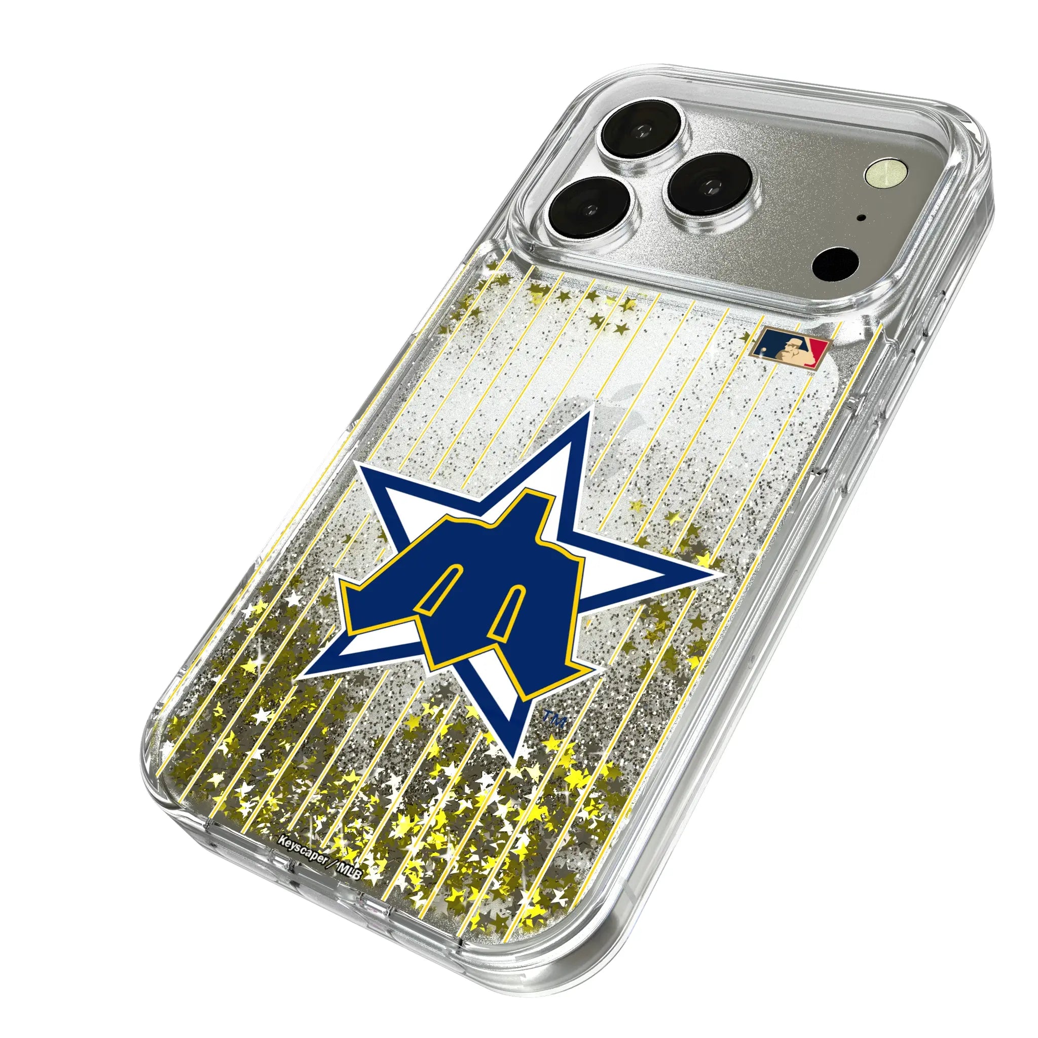 Seattle Mariners 1981-1986 - Cooperstown Collection Pinstripe iPhone Glitter Phone Case for Apple iPhone - Isometric View