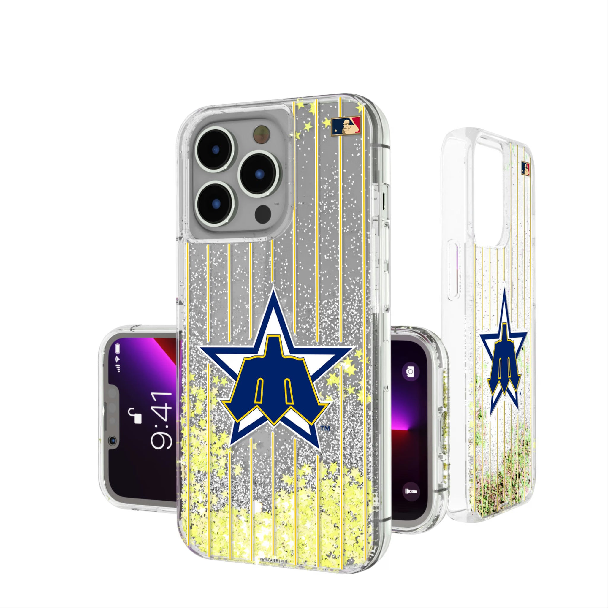 Seattle Mariners 1981-1986 - Cooperstown Collection Pinstripe iPhone Glitter Phone Case for Apple iPhone