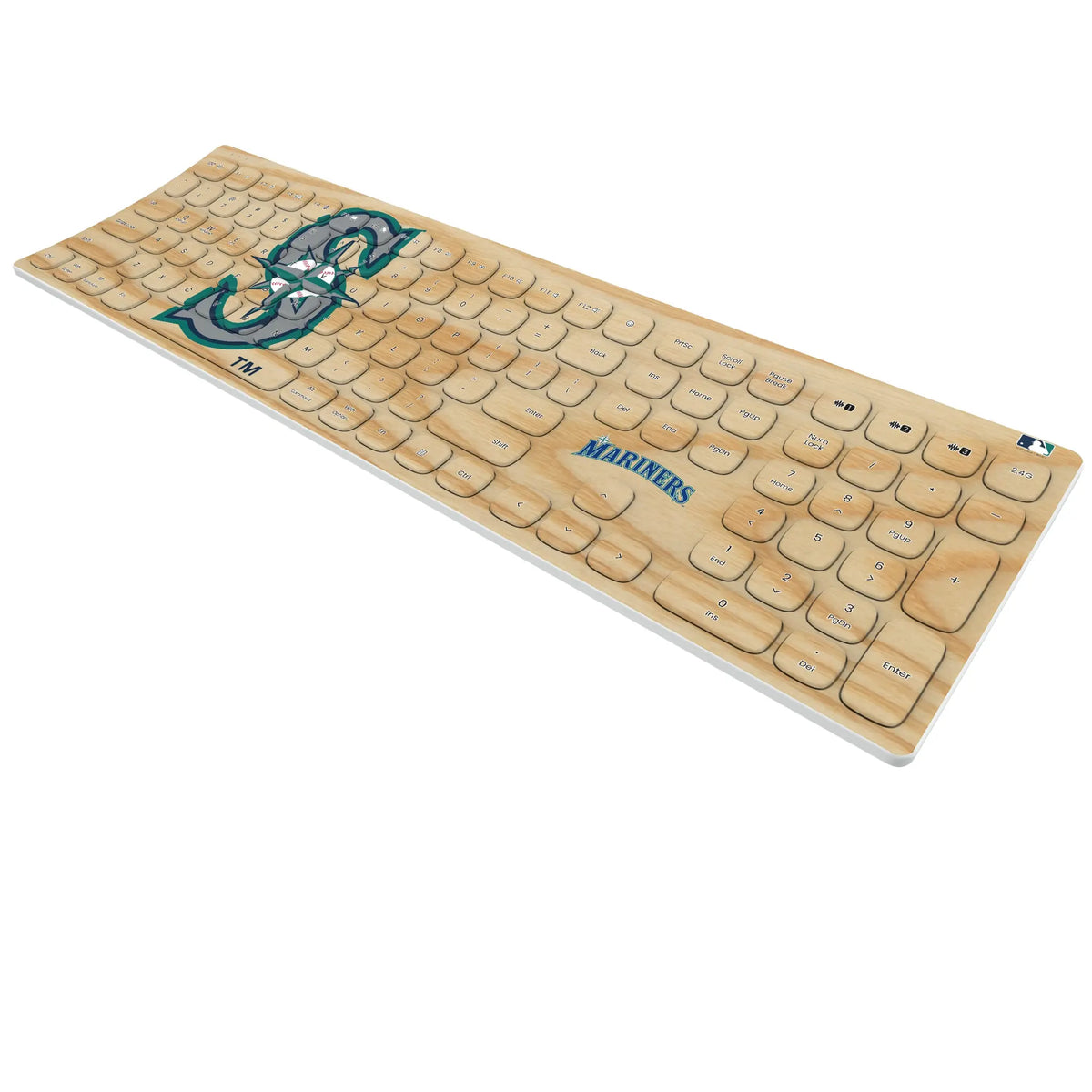 Seattle Mariners Baseball Bat KKB605 Curved Wireless Keyboard - Isometric View