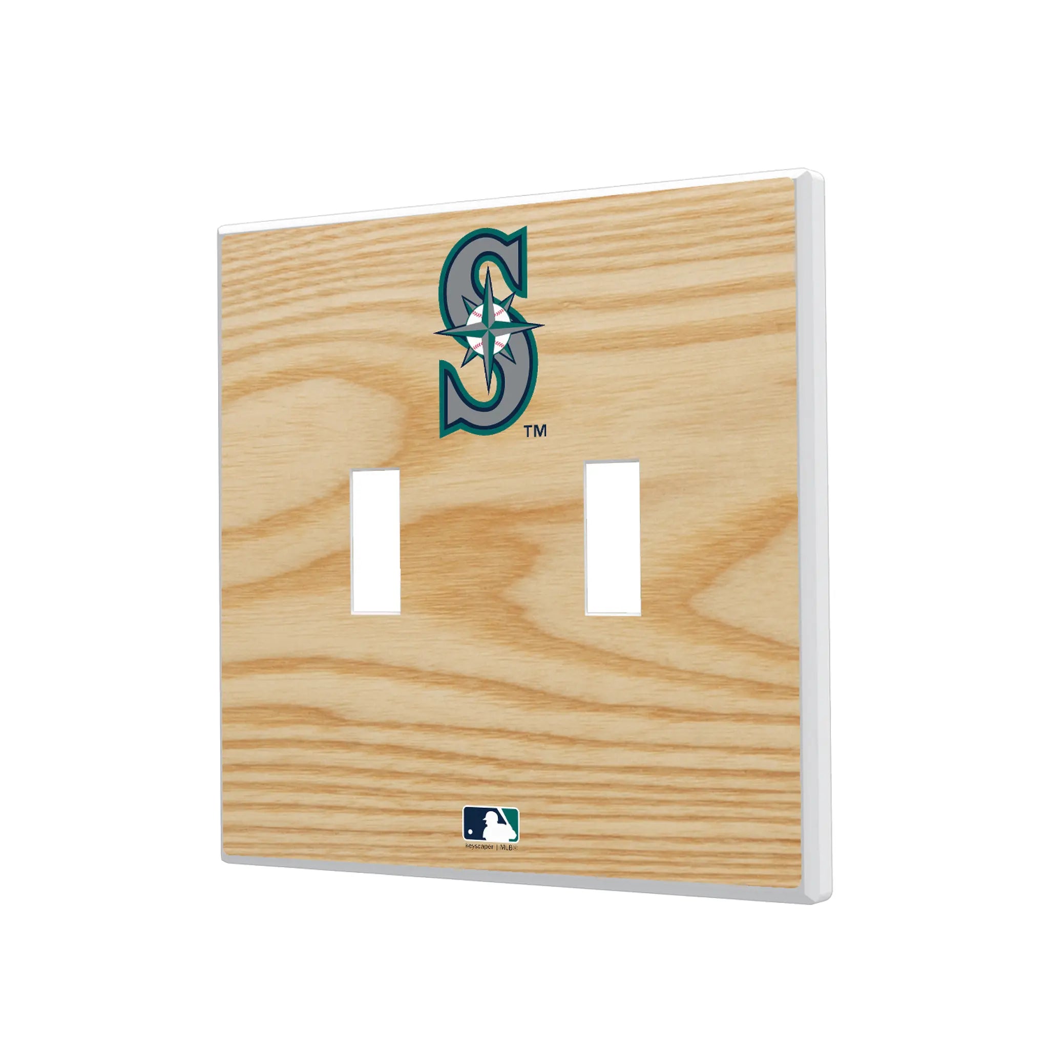 Seattle Mariners Baseball Bat Hidden-Screw Light Switch Plate#Style_Double Toggle