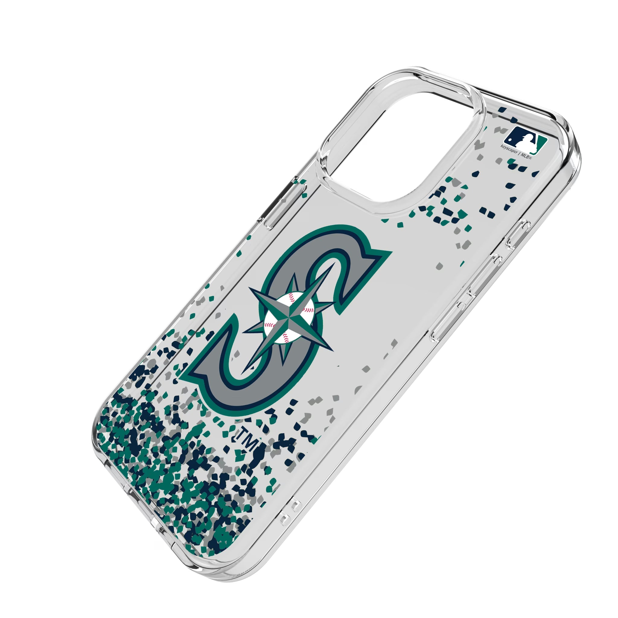 Seattle Mariners Confetti iPhone Clear Phone Case for Apple iPhone - Isometric View