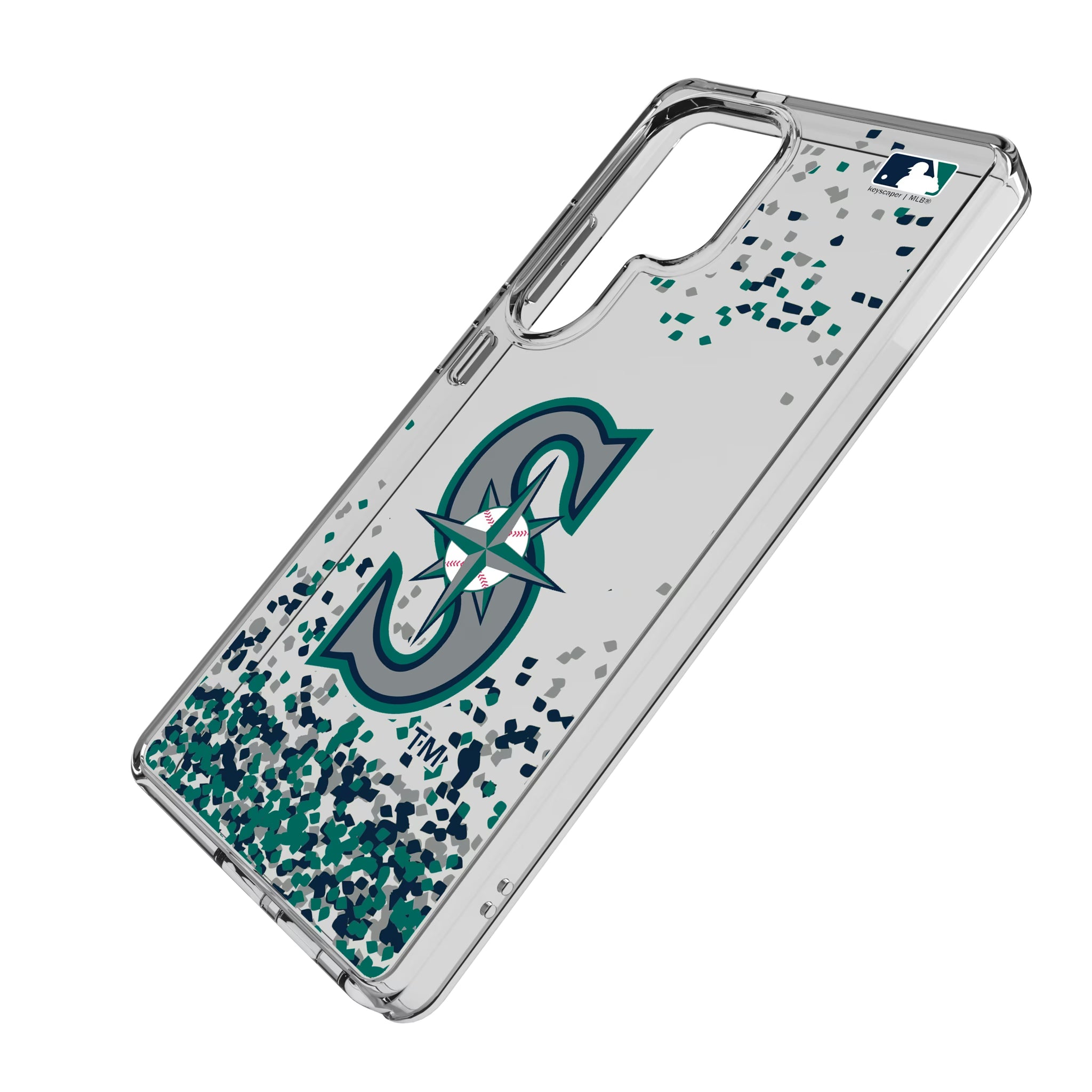 Seattle Mariners Confetti Galaxy Clear Phone Case for Samsung Galaxy - Isometric View