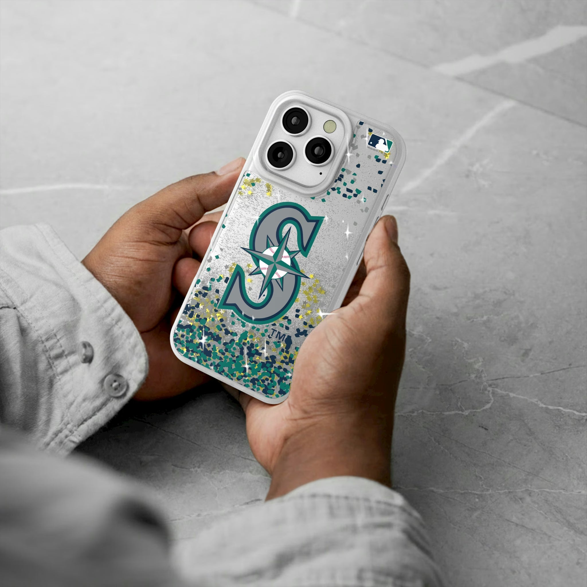 Seattle Mariners Confetti iPhone Glitter Phone Case for Apple iPhone - Lifestyle#Device_iPhone 16 Pro