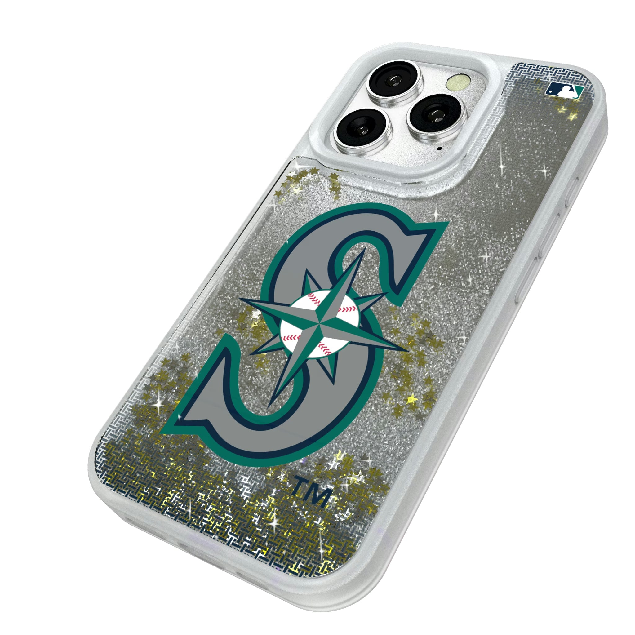 Seattle Mariners Linen iPhone Glitter Phone Case for Apple iPhone - Isometric View#Device_iPhone 16 Pro