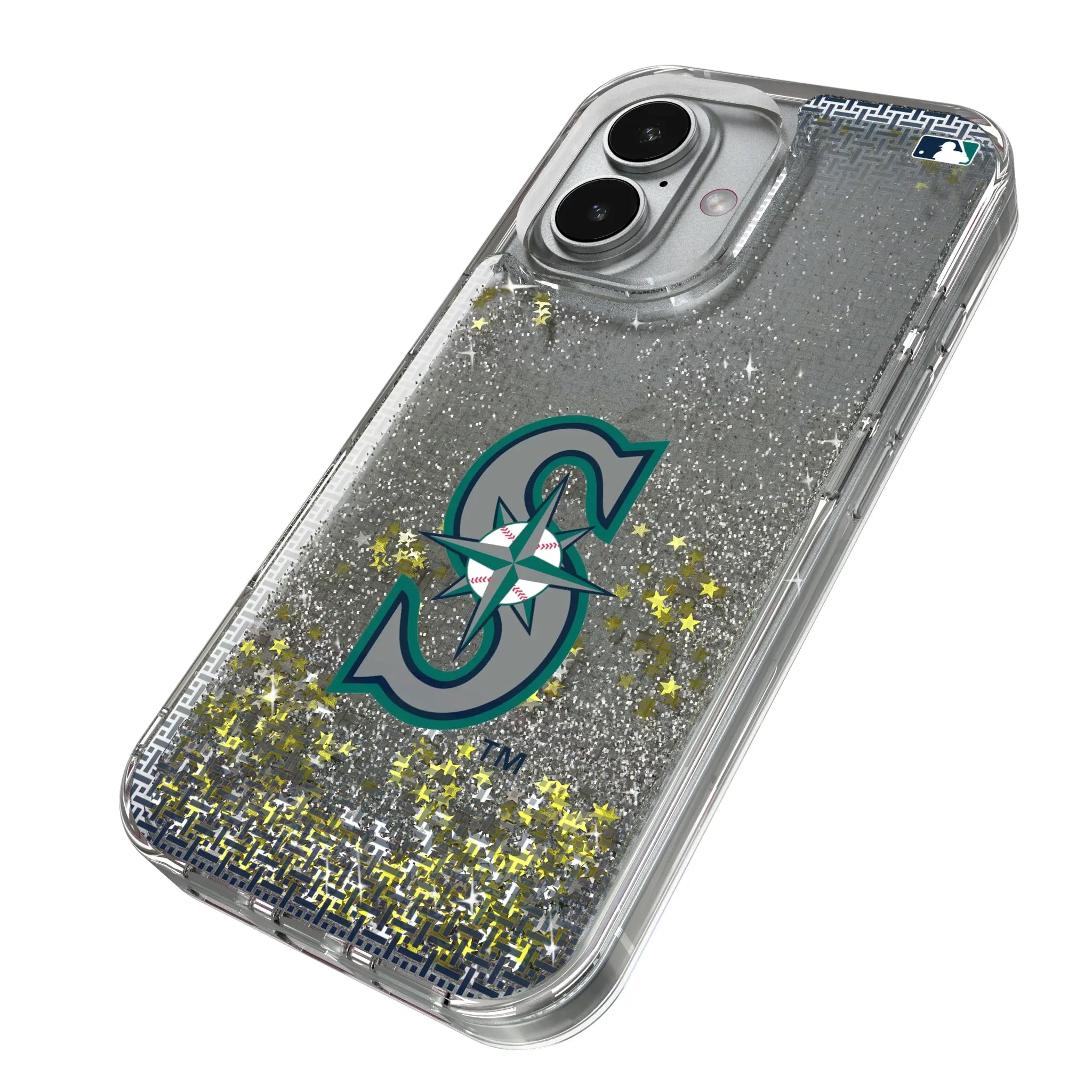 Seattle Mariners Linen iPhone Glitter Phone Case for Apple iPhone - Isometric View