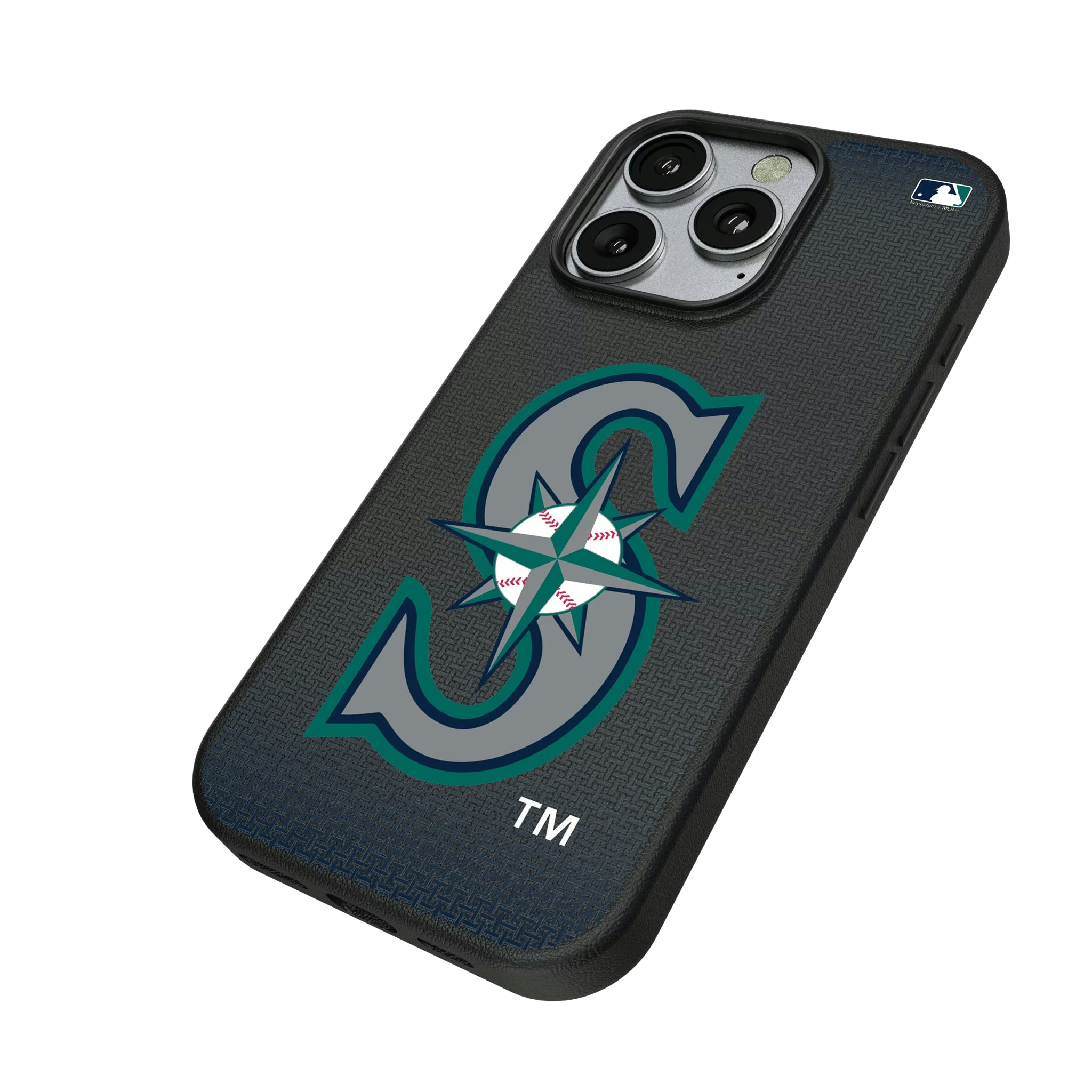 Seattle Mariners Linen iPhone MagSafe Compatible Phone Case for Apple iPhone - Isometric View