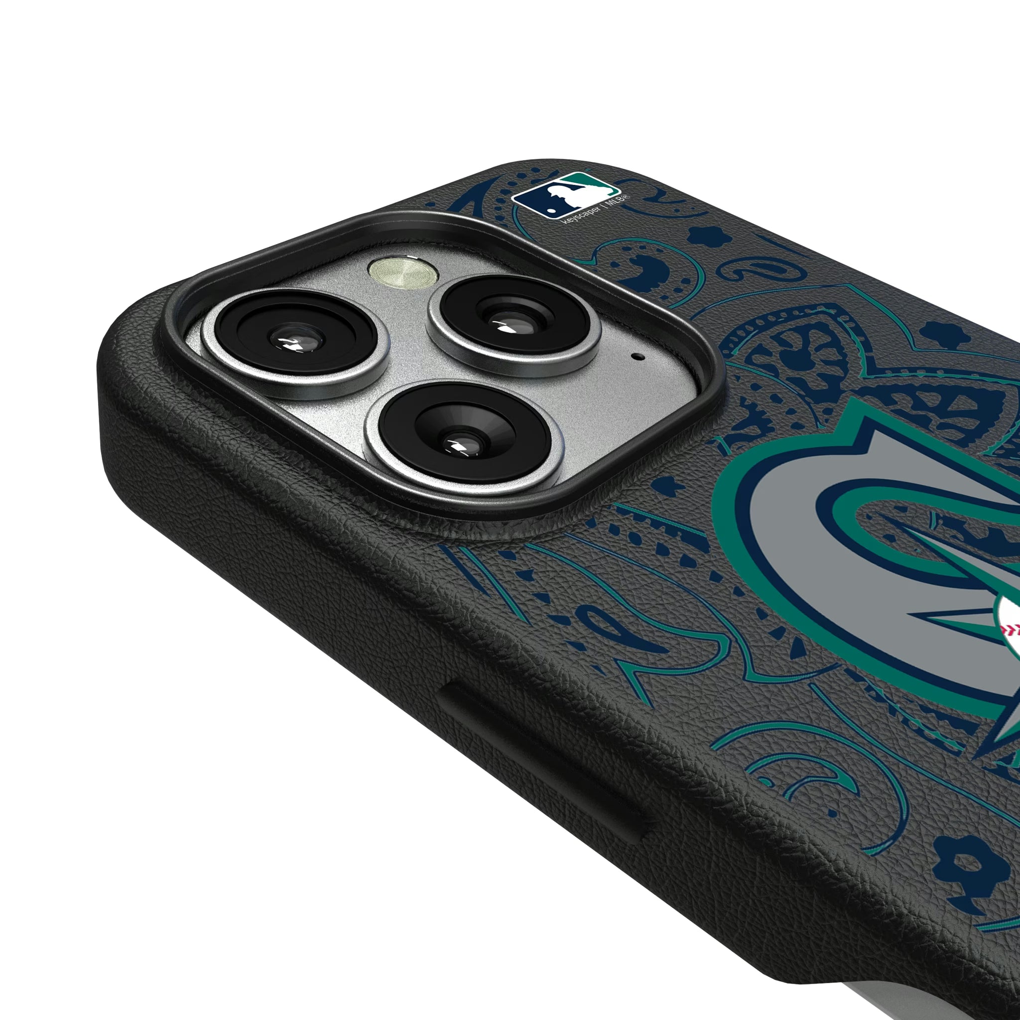 Seattle Mariners Paisley iPhone MagSafe Compatible Phone Case for Apple iPhone - Detail