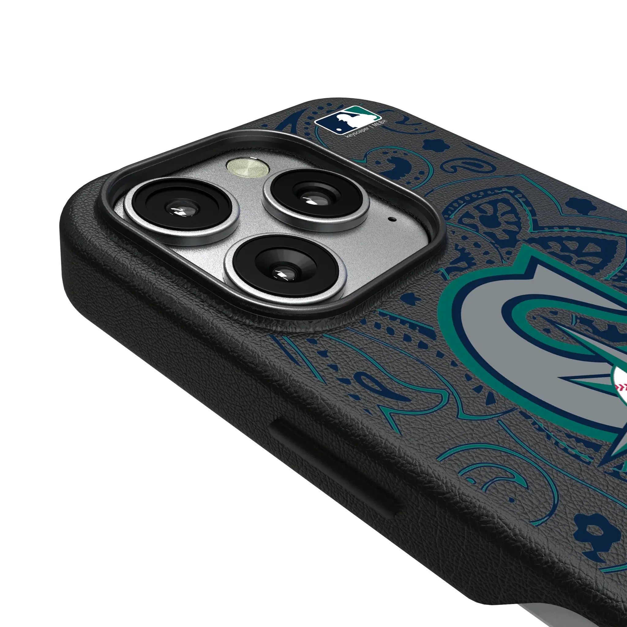 Seattle Mariners Paisley iPhone MagSafe Compatible Phone Case for Apple iPhone - Detail