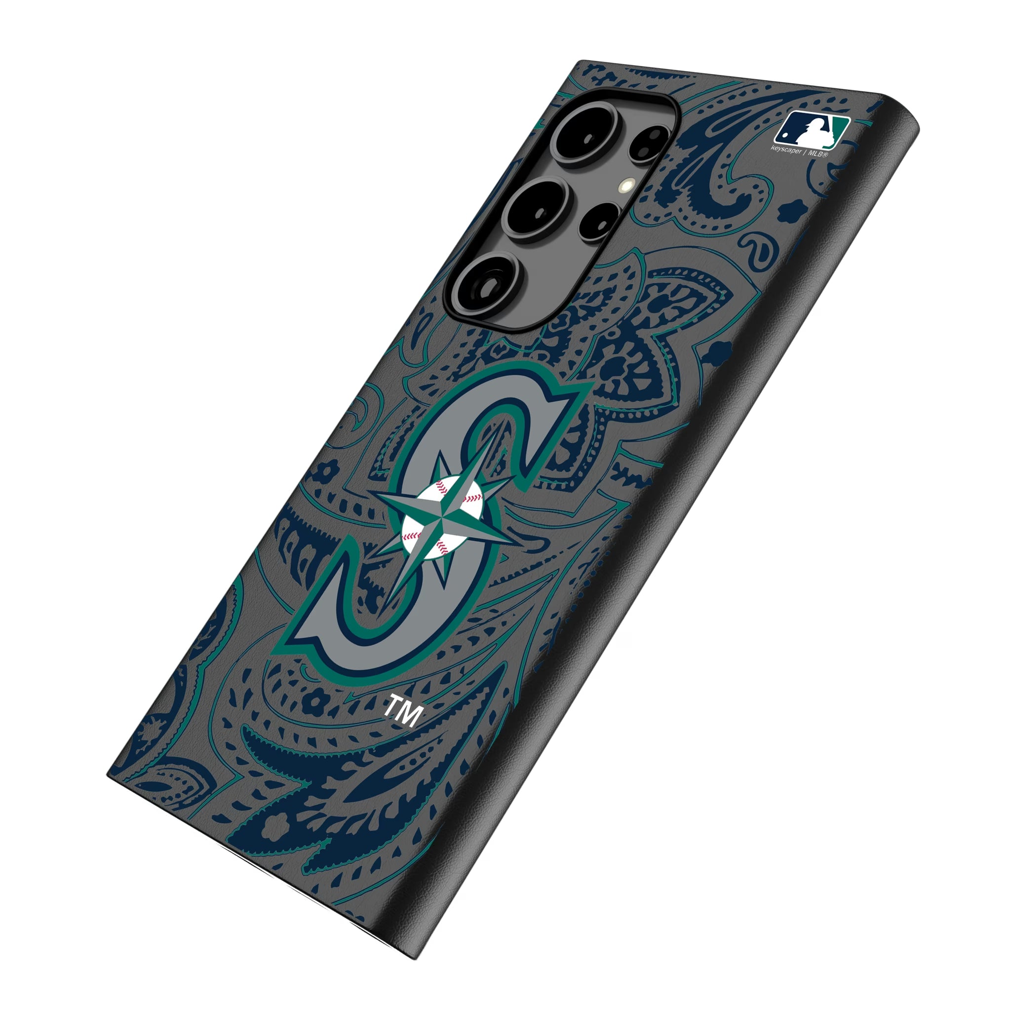 Seattle Mariners Paisley Galaxy MagSafe Compatible Phone Case for Samsung Galaxy - Isometric View