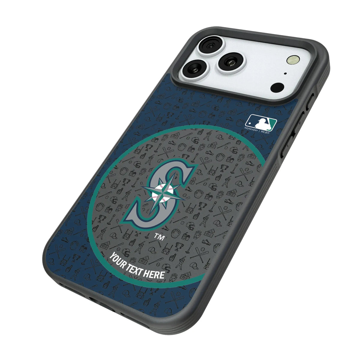 Seattle Mariners Personalized Circle iPhone Bump Phone Case for Apple iPhone - Isometric View#Device_iPhone 18 Pro Max