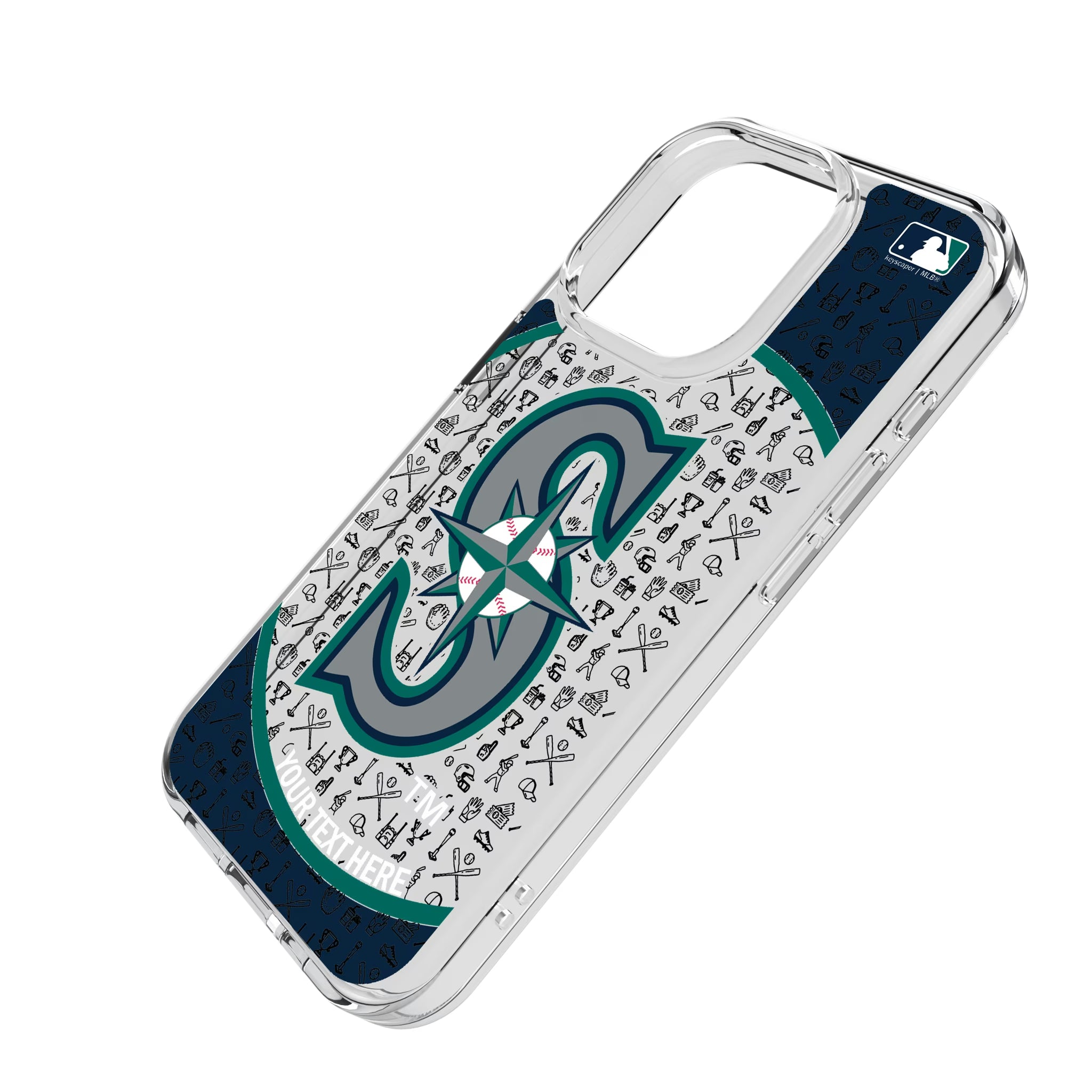 Seattle Mariners Personalized Circle iPhone Clear Phone Case for Apple iPhone - Isometric View