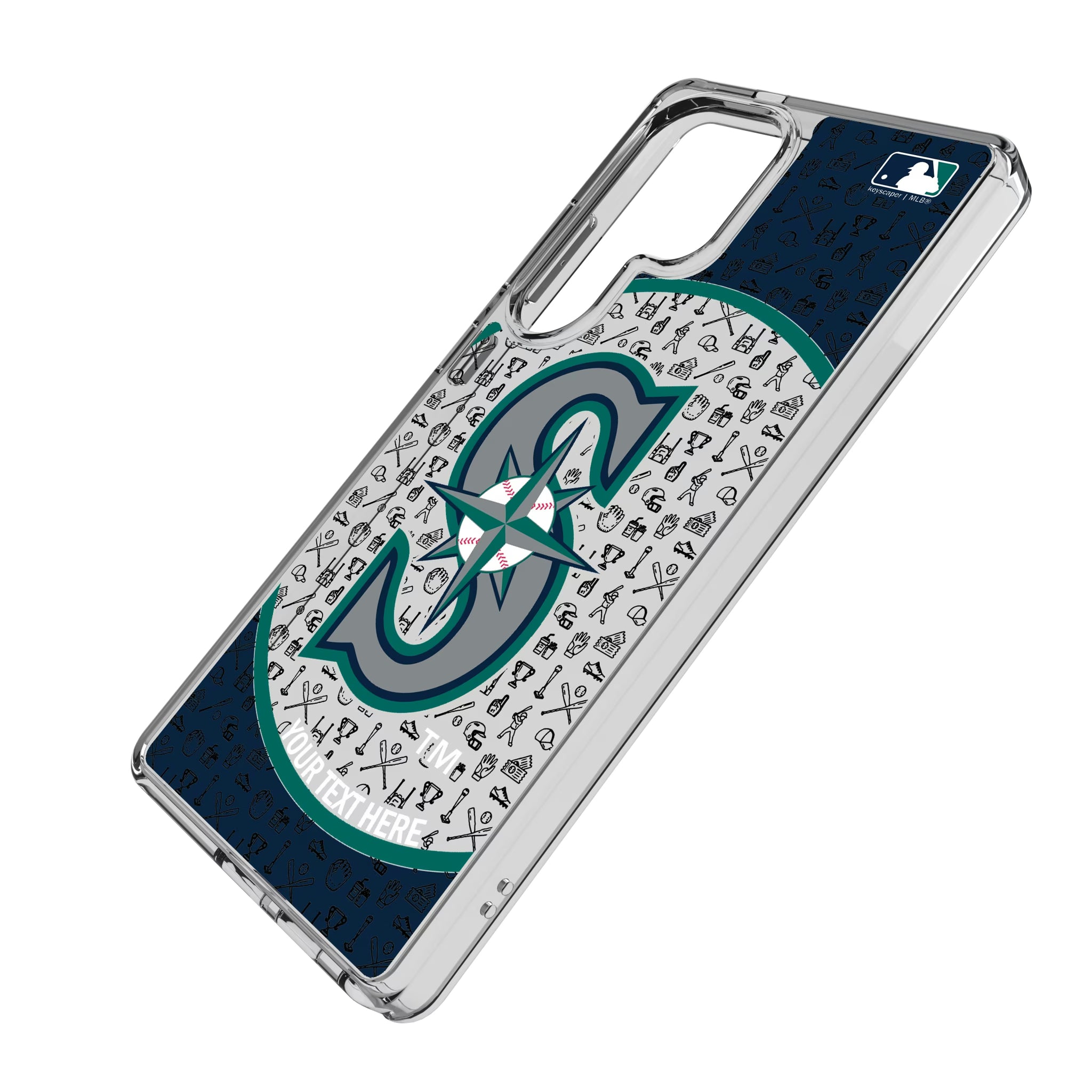 Seattle Mariners Personalized Circle Galaxy Clear Phone Case for Samsung Galaxy - Isometric View