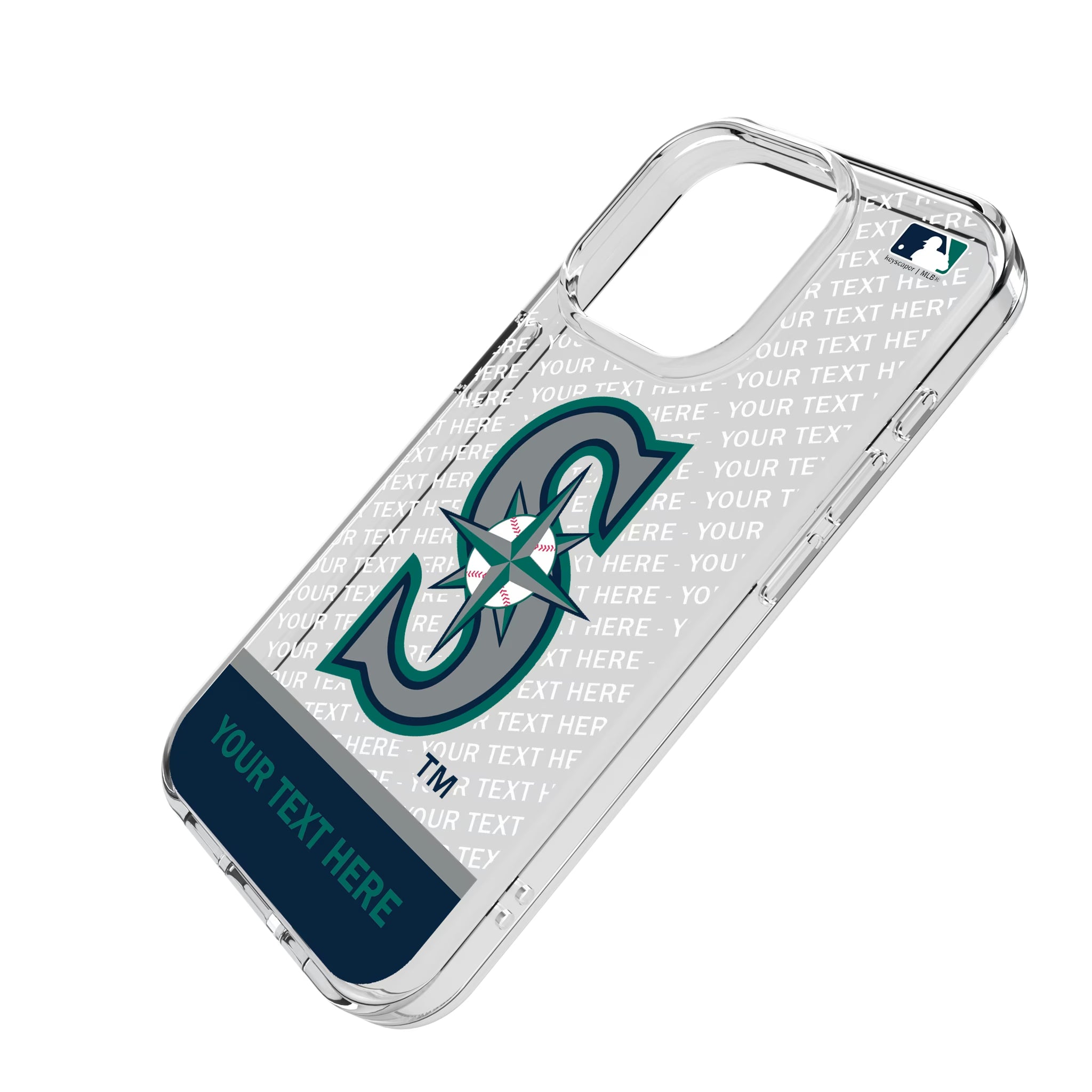 Seattle Mariners Personalized EndZone Plus iPhone Clear Phone Case for Apple iPhone - Isometric View