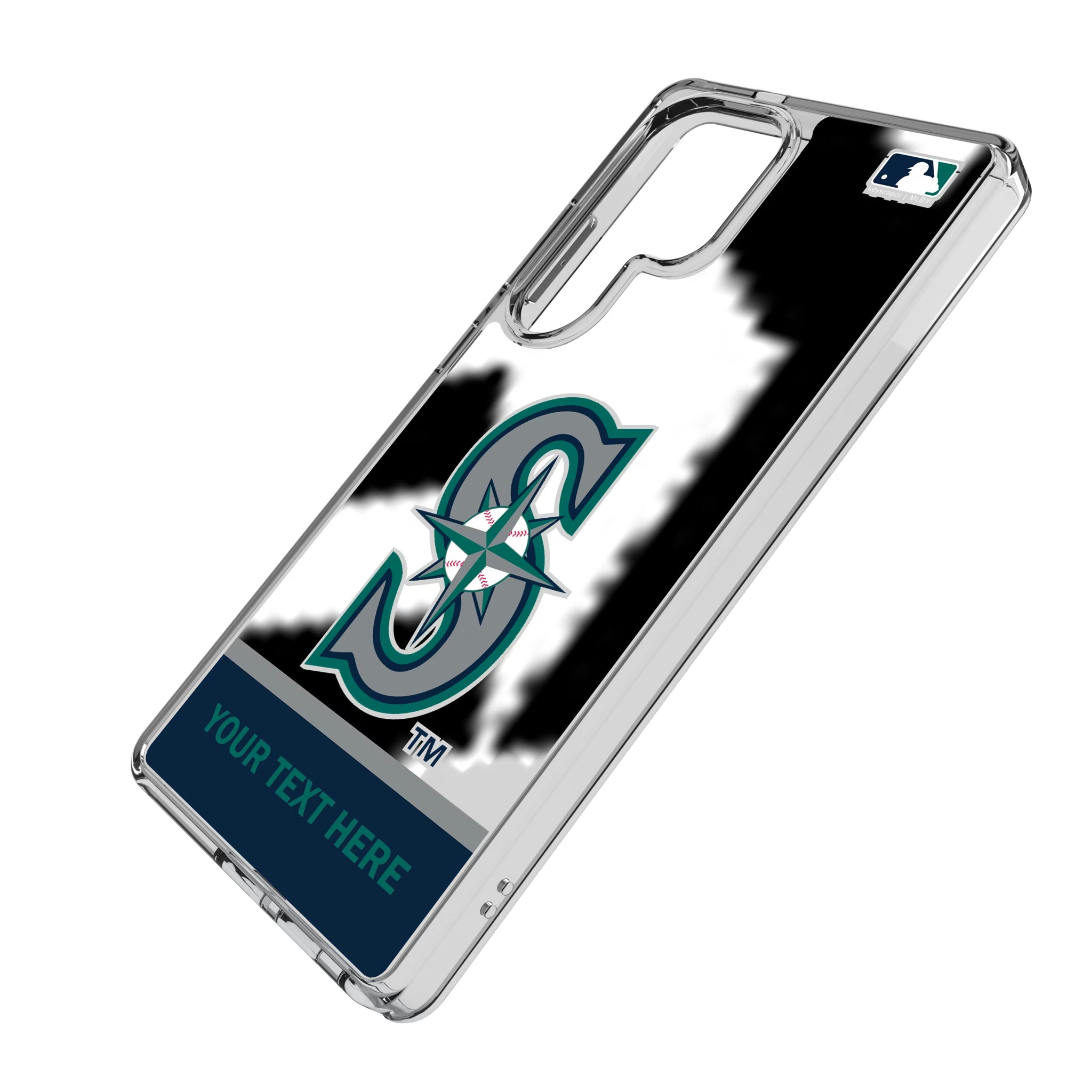 Seattle Mariners Personalized EndZone Plus Galaxy Clear Phone Case for Samsung Galaxy - Isometric View