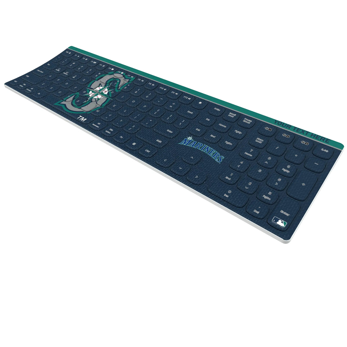 Seattle Mariners Personalized Endzone Solid KKB605 Curved Wireless Keyboard - Isometric View