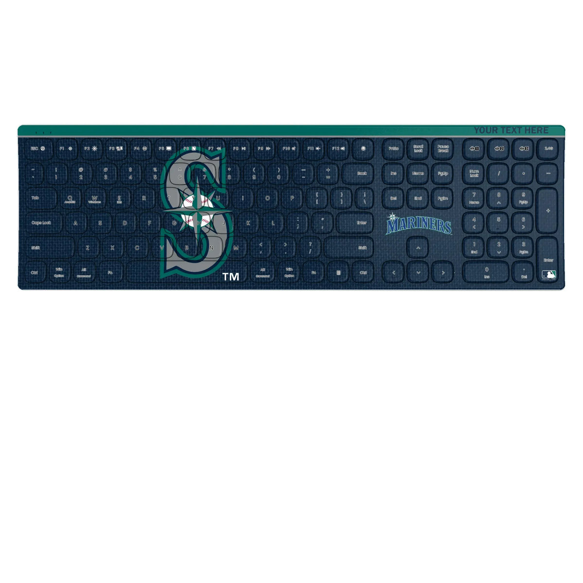 Seattle Mariners Personalized Endzone Solid KKB605 Curved Wireless Keyboard