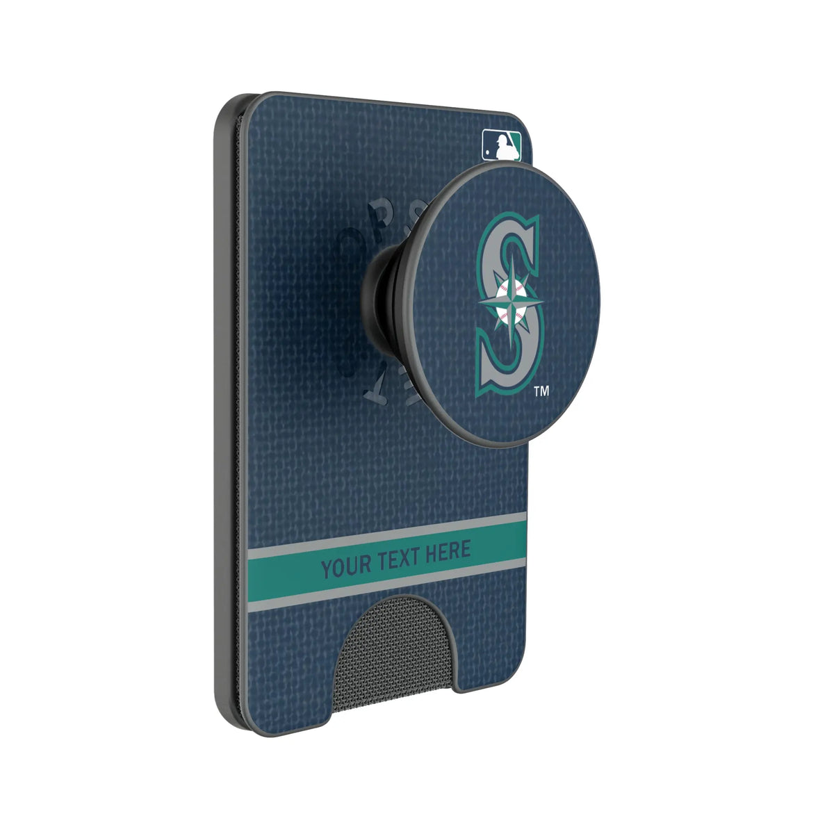 Seattle Mariners Personalized Endzone Solid Popsockets Wallet Magnetic