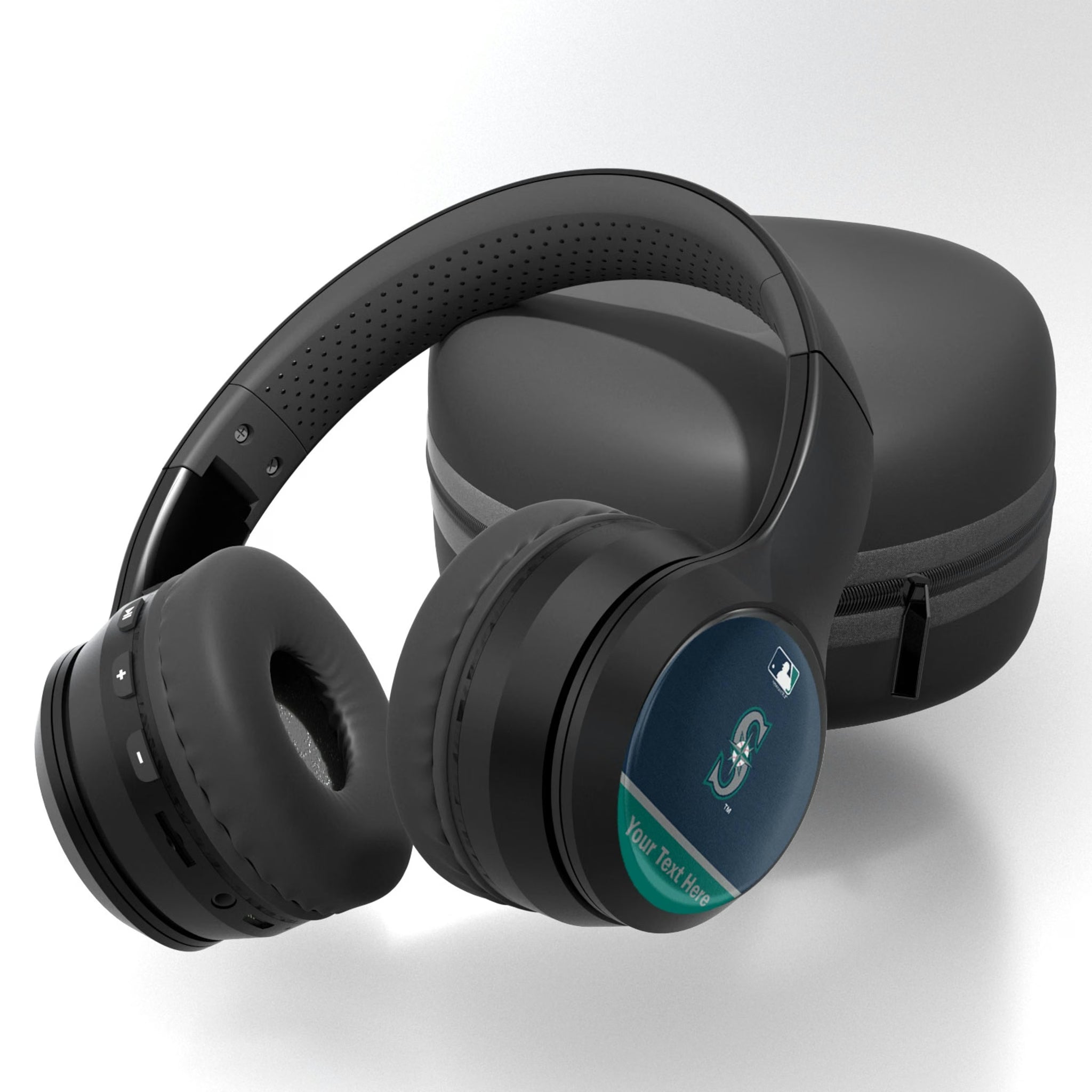 Seattle Mariners Personalized Endzone Solid Wireless Over-Ear BT Headphones With Case