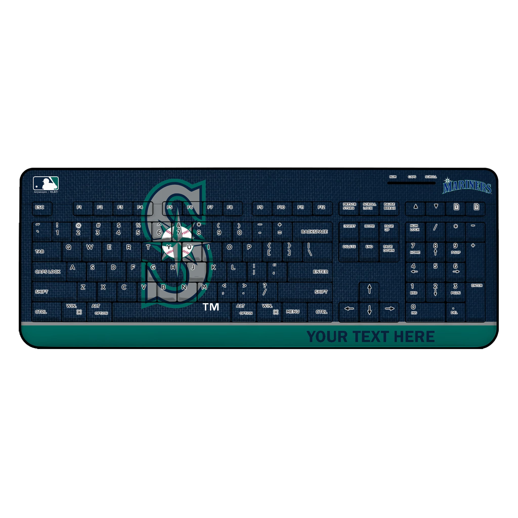 Seattle Mariners Personalized Endzone Solid Wireless USB Keyboard