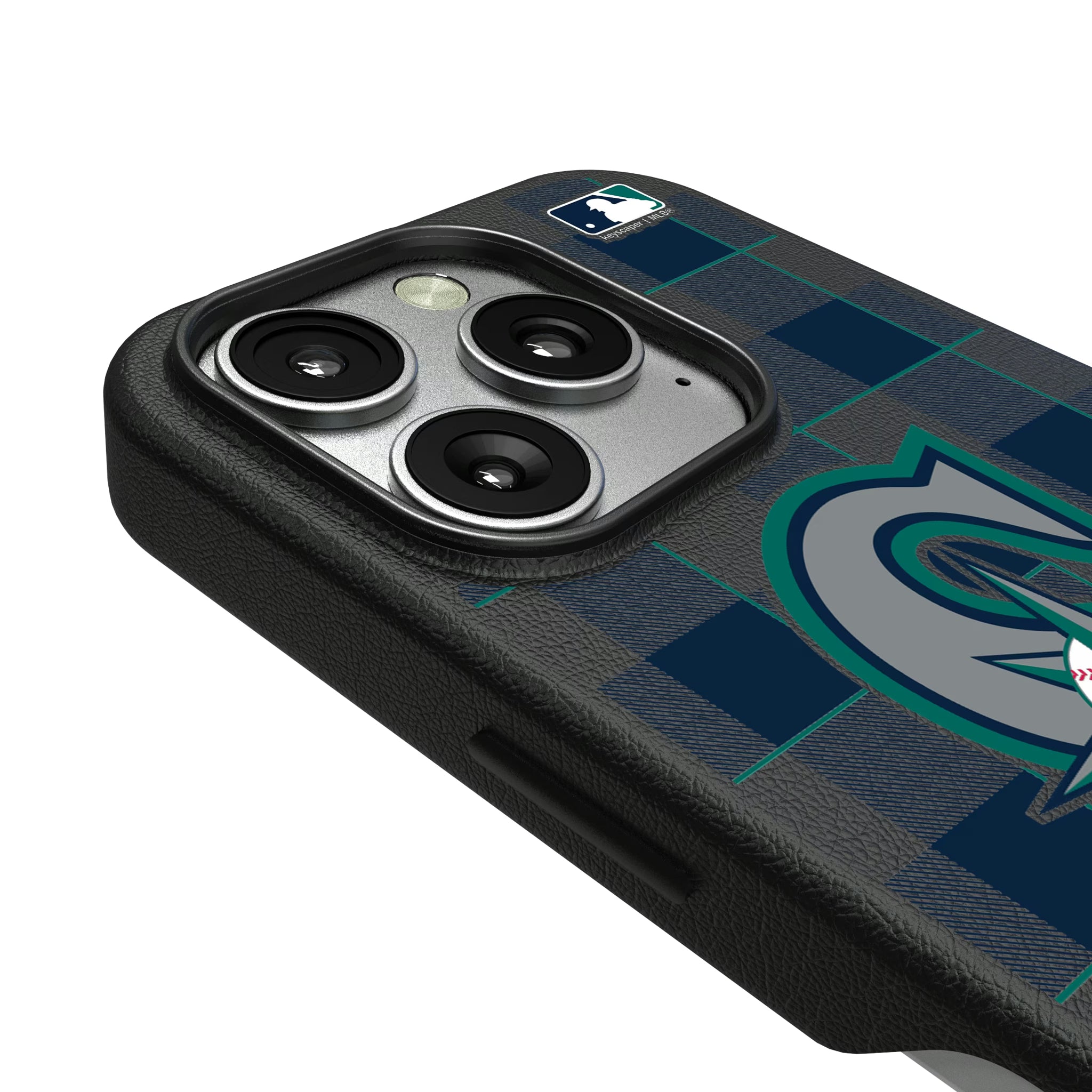 Seattle Mariners Plaid iPhone MagSafe Compatible Phone Case for Apple iPhone - Detail