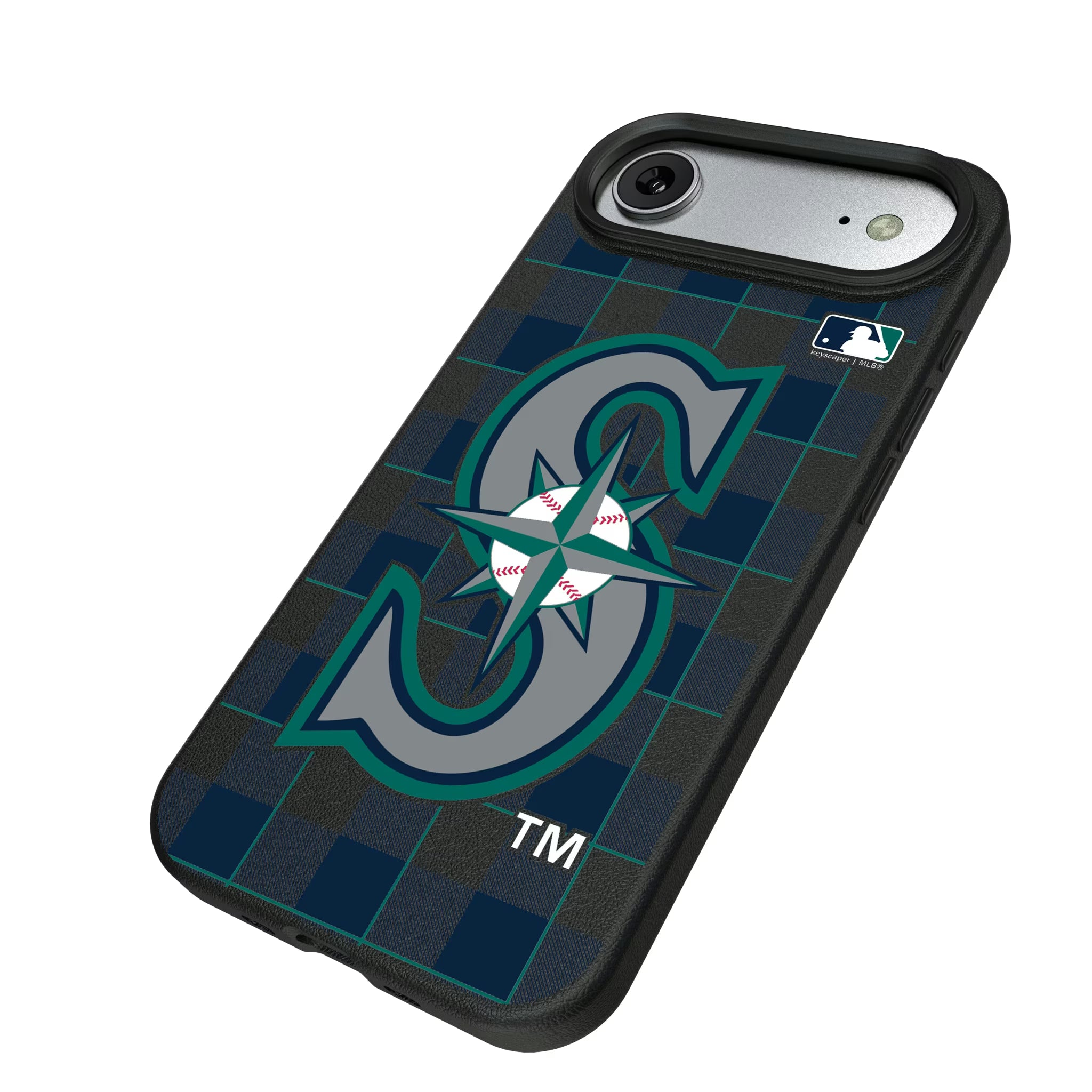 Seattle Mariners Plaid iPhone MagSafe Compatible Phone Case for Apple iPhone - Isometric View#Device_iPhone Air