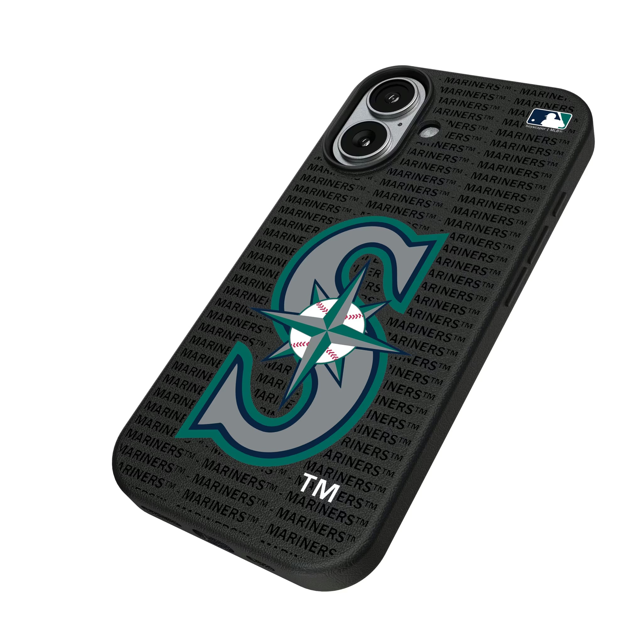 Seattle Mariners Text Backdrop iPhone MagSafe Compatible Phone Case for Apple iPhone - Isometric View#Device_iPhone 17