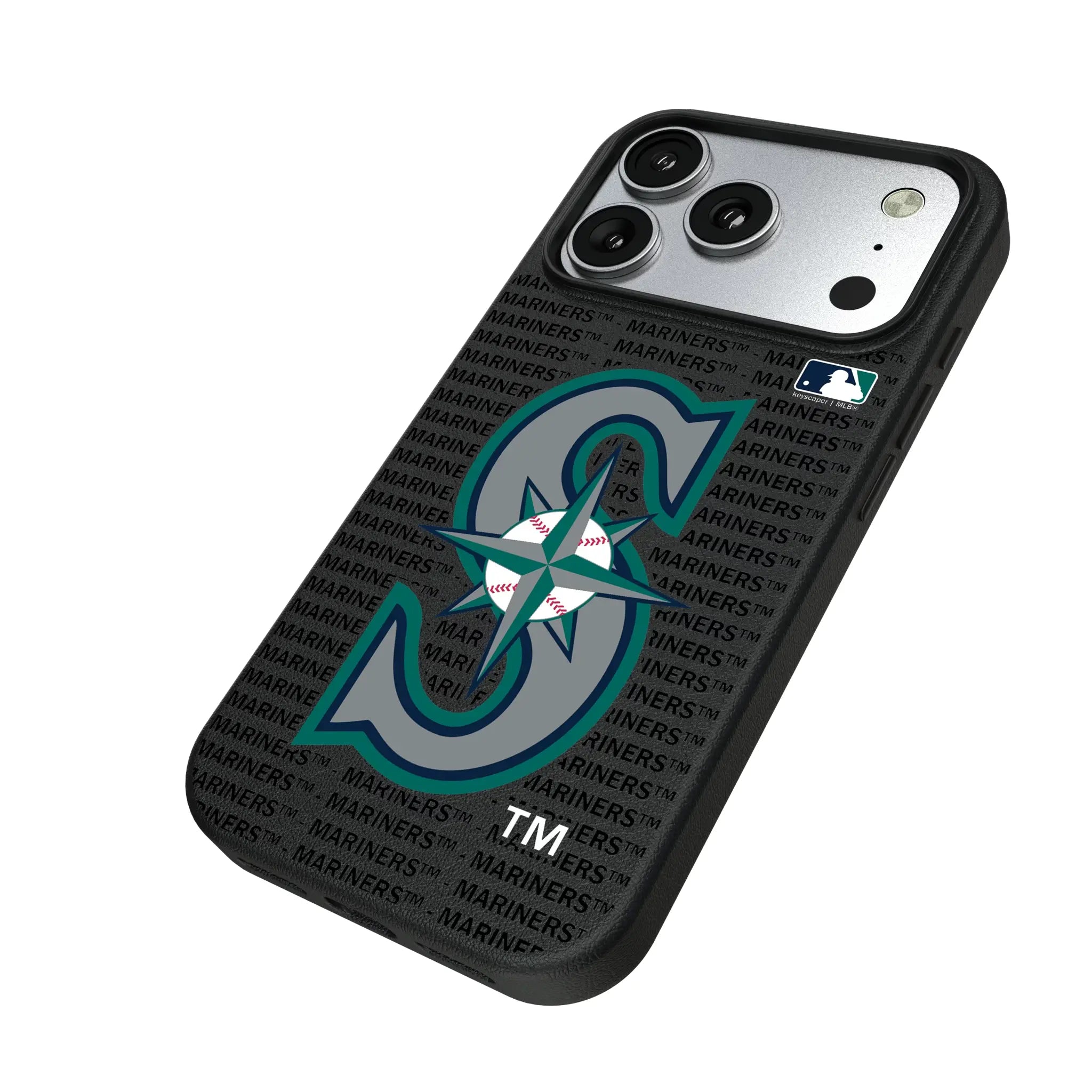Seattle Mariners Text Backdrop iPhone MagSafe Compatible Phone Case for Apple iPhone - Isometric View#Device_iPhone 17 Pro