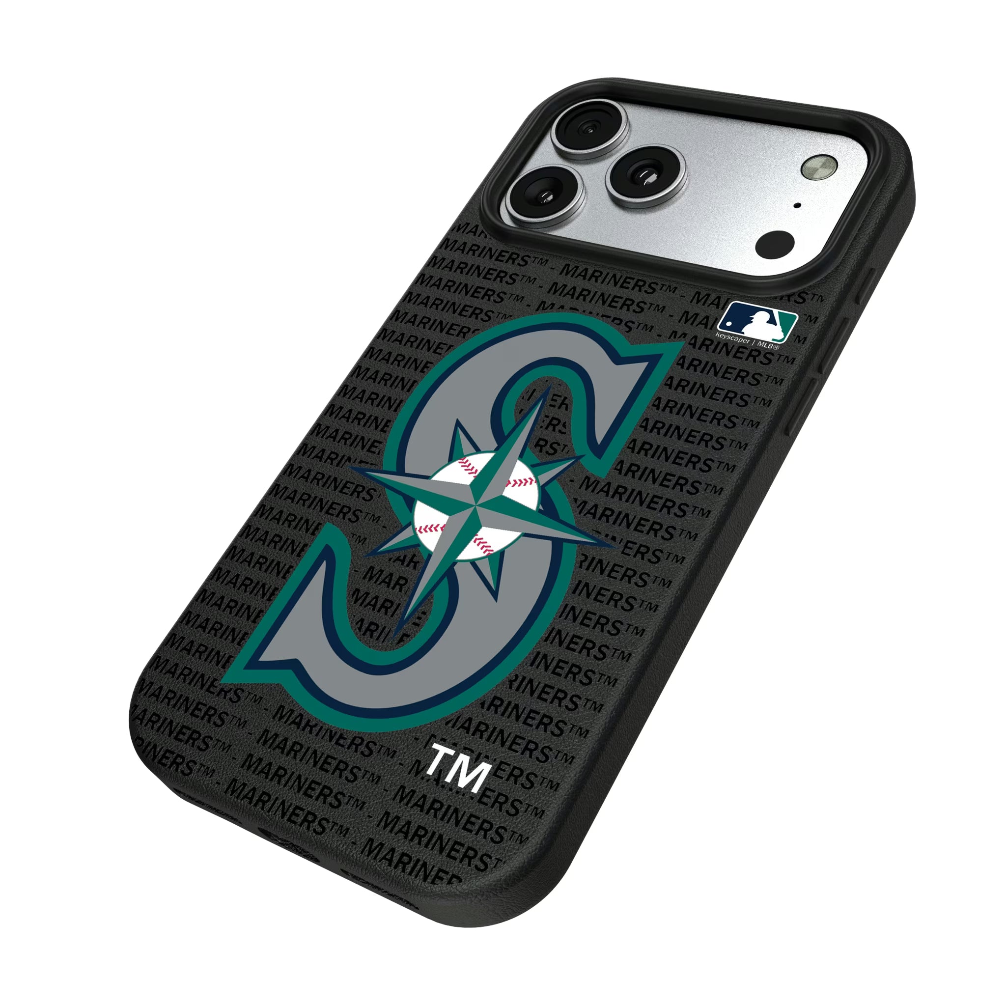 Seattle Mariners Text Backdrop iPhone MagSafe Compatible Phone Case for Apple iPhone - Isometric View#Device_iPhone 17 Pro Max