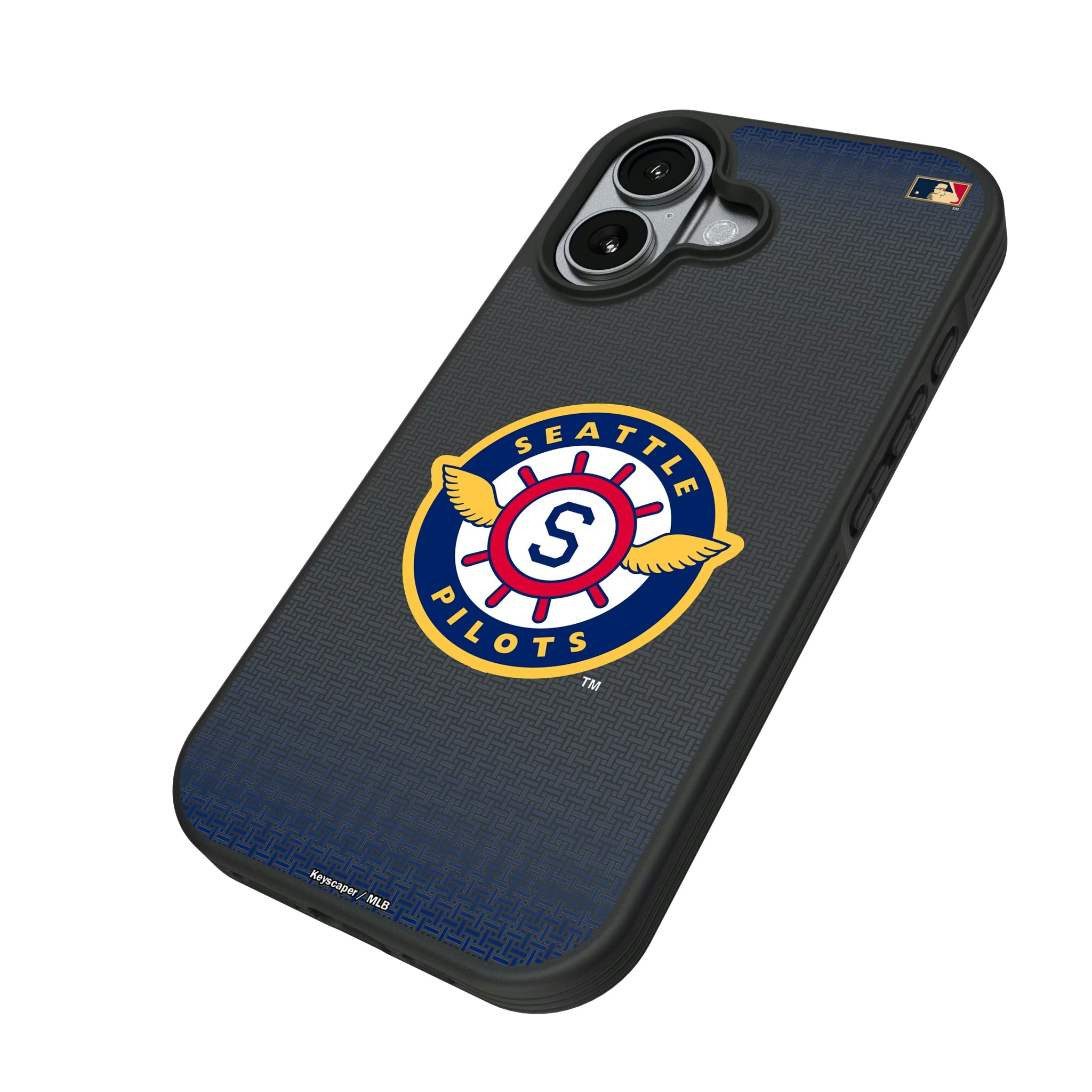 Seattle Pilots 1969 - Cooperstown Collection Linen iPhone Bump Phone Case for Apple iPhone - Isometric View#Device_iPhone 17