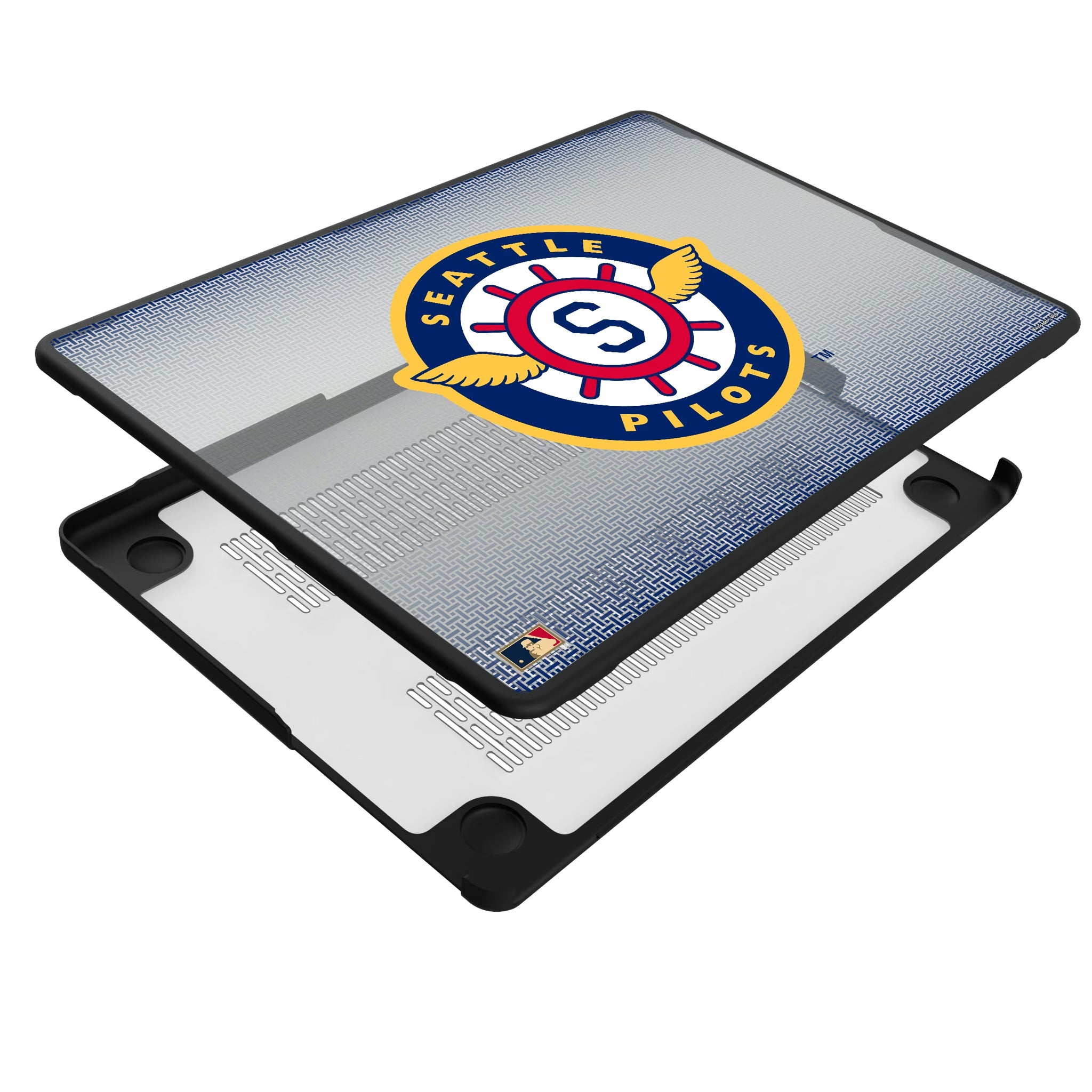 Seattle Pilots 1969 - Cooperstown Collection Linen MacBook Laptop Case for Apple MacBook - Isometric View#Device_MacBook Pro (14-inch, 2021) / MacBook Pro (14-inch, 2023) / MacBook Pro (14-inch, 2024)