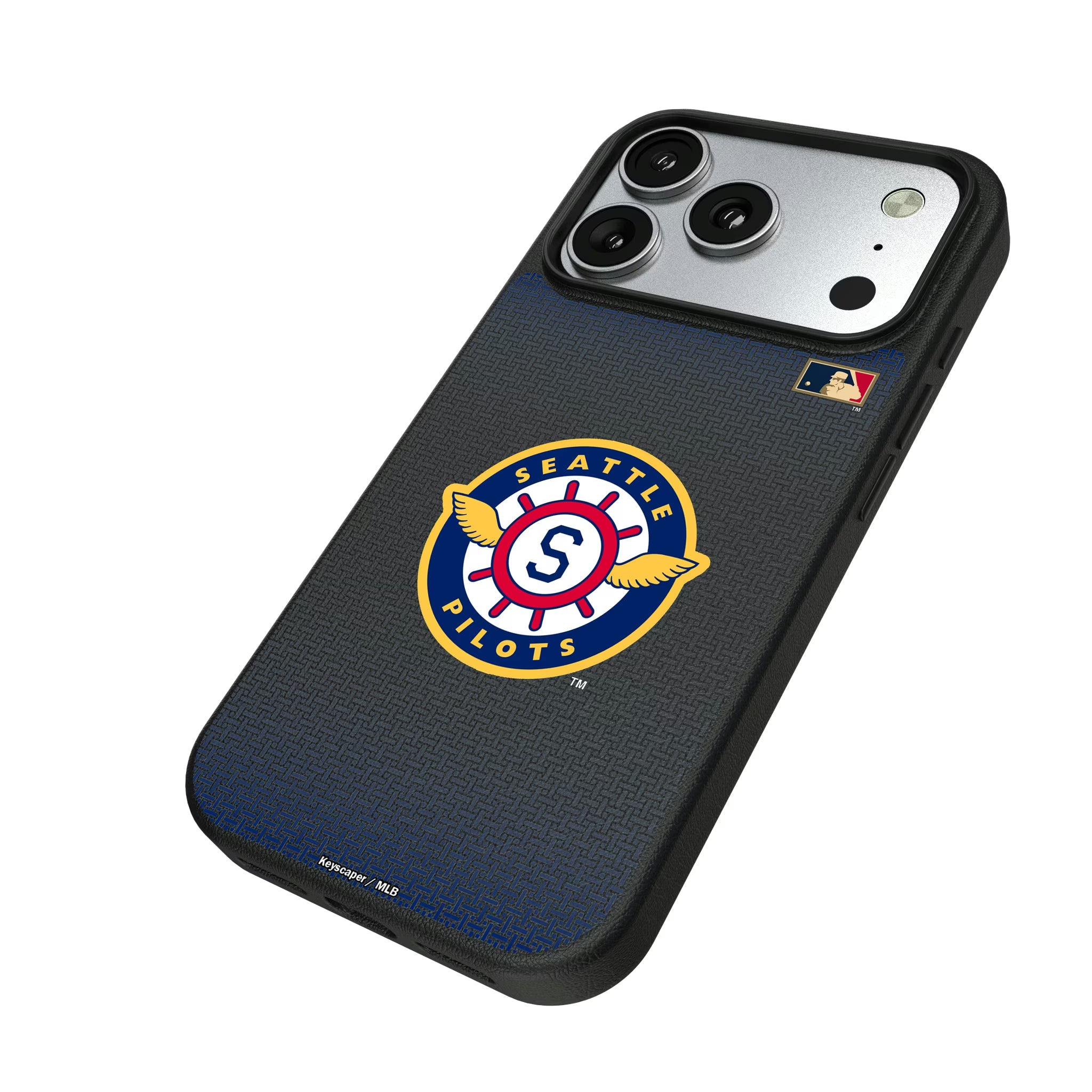 Seattle Pilots 1969 - Cooperstown Collection Linen iPhone MagSafe Compatible Phone Case for Apple iPhone - Isometric View#Device_iPhone 17 Pro