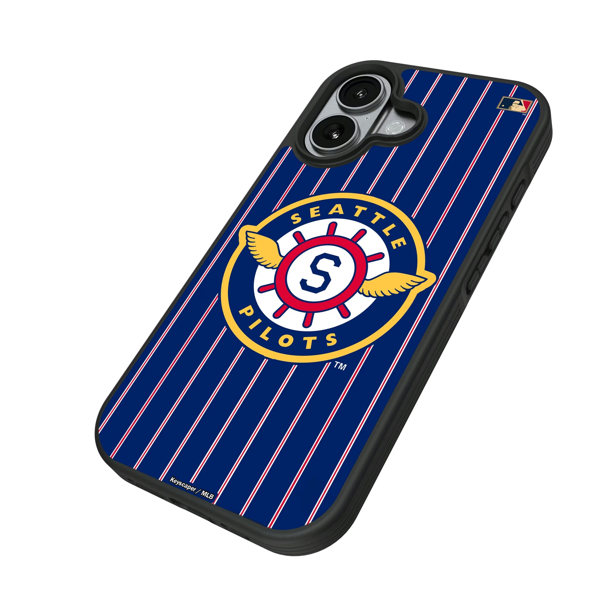 Seattle Pilots 1969 - Cooperstown Collection Pinstripe iPhone Bump Phone Case for Apple iPhone - Isometric View#Device_iPhone 17