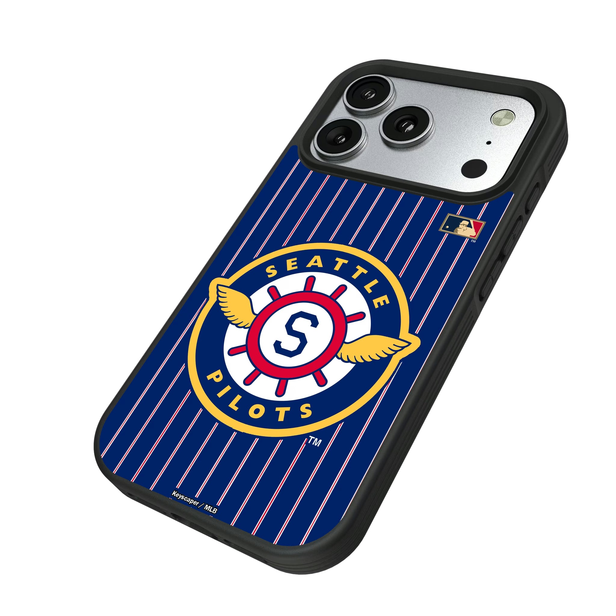 Seattle Pilots 1969 - Cooperstown Collection Pinstripe iPhone Bump Phone Case for Apple iPhone - Isometric View#Device_iPhone 17 Pro