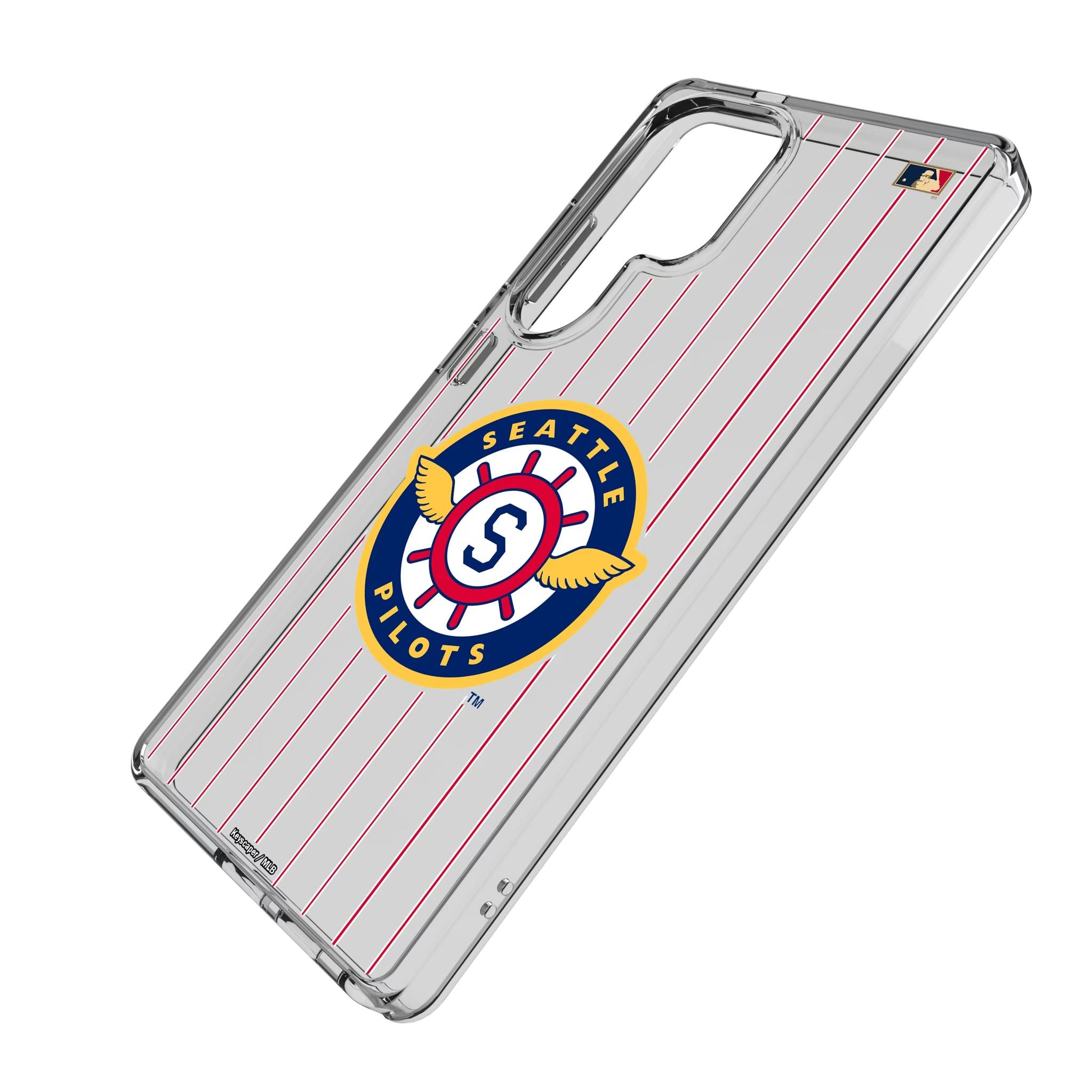Seattle Pilots 1969 - Cooperstown Collection Pinstripe Galaxy Clear Phone Case for Samsung Galaxy - Isometric View