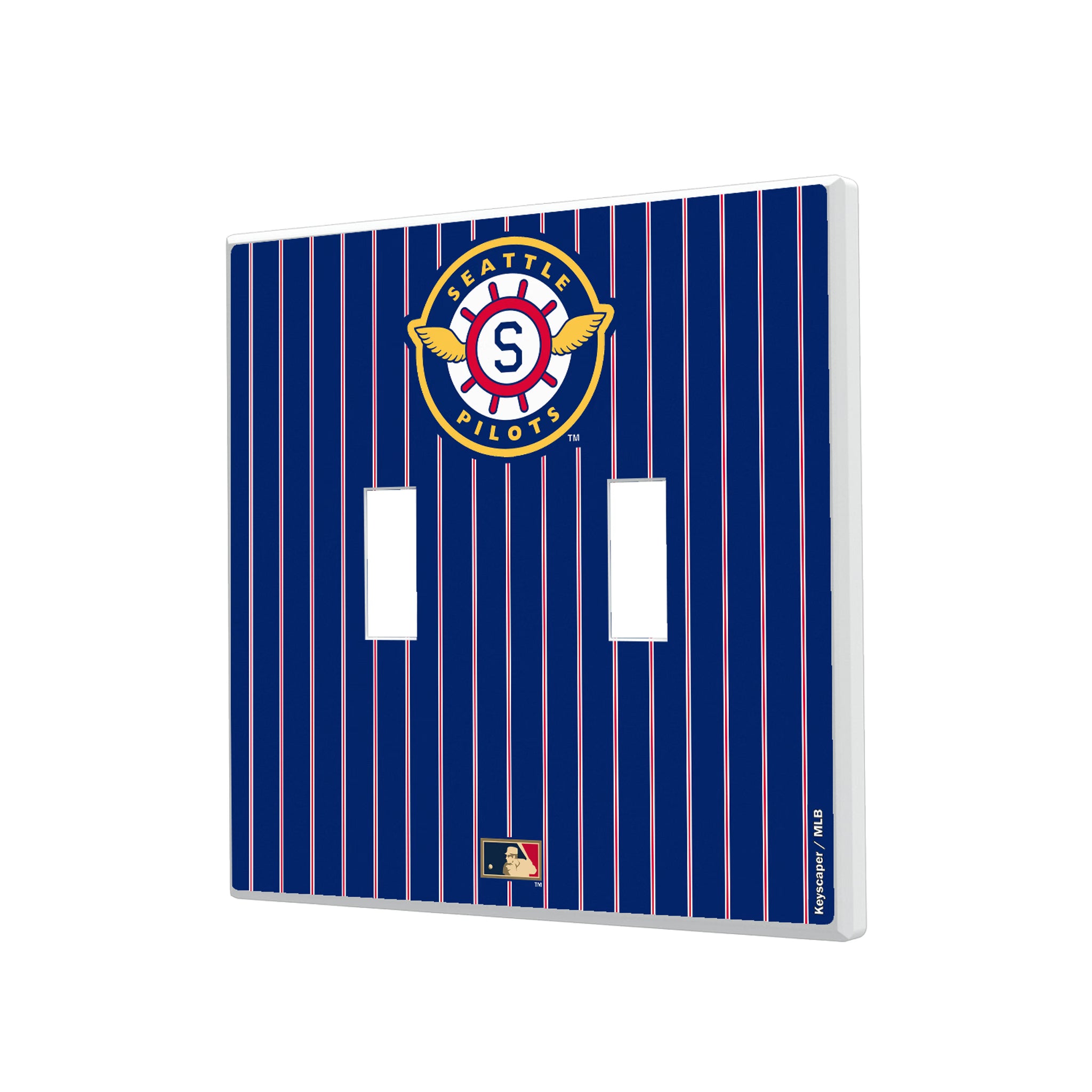 Seattle Pilots 1969 - Cooperstown Collection Pinstripe Hidden-Screw Light Switch Plate#Style_Double Toggle