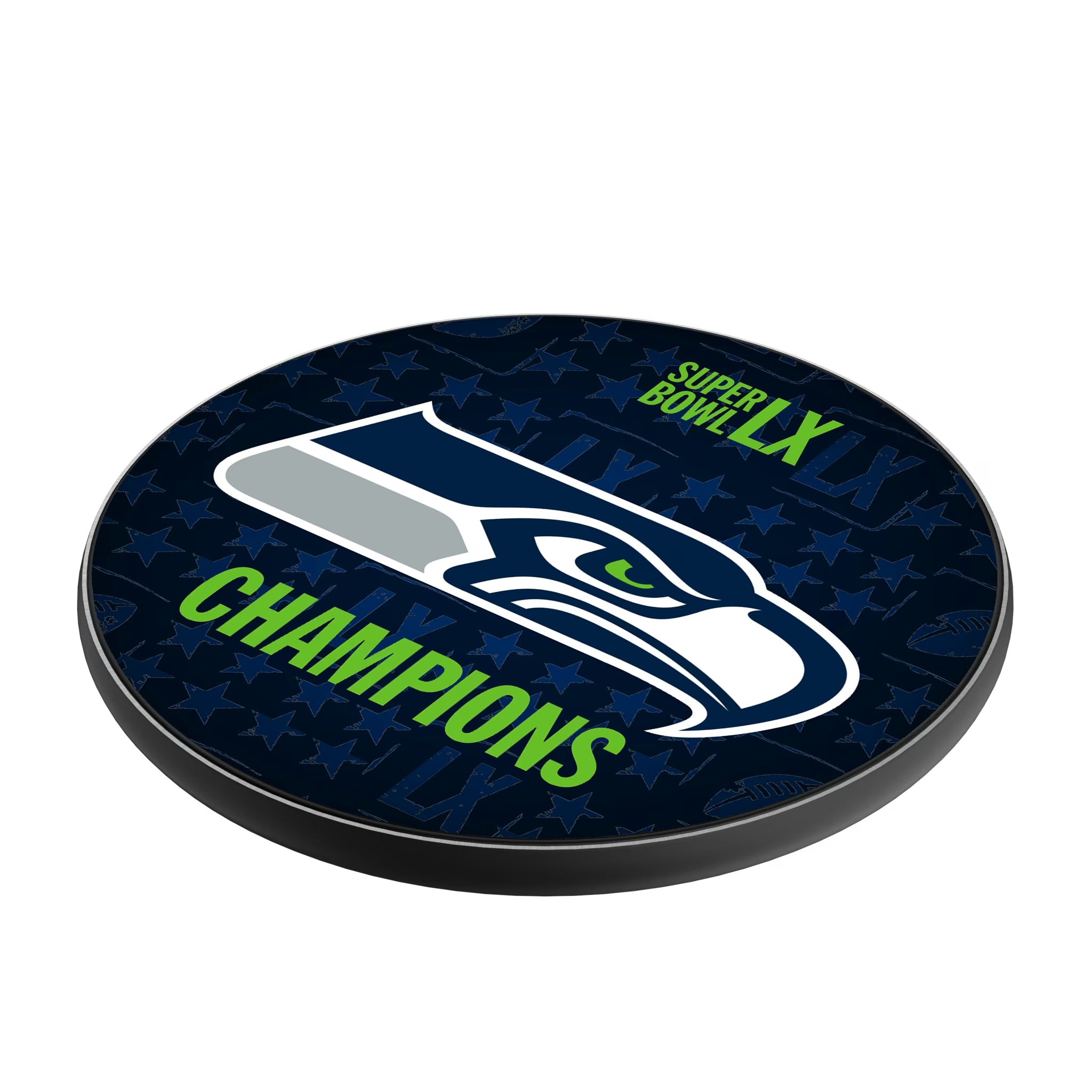 Seattle Seahawks 2026 Super Bowl 15-Watt Wireless Charger - Isometric View
