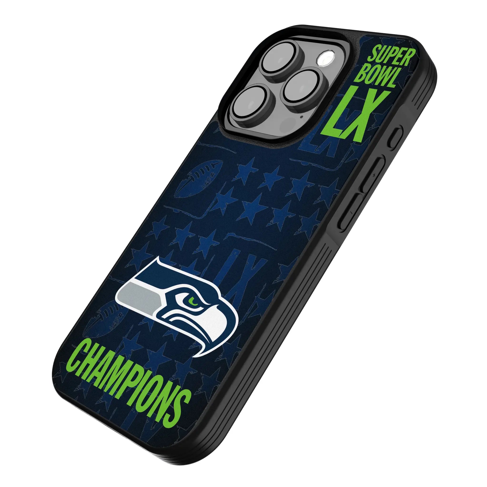 Seattle Seahawks 2026 Super Bowl iPhone Bump Phone Case for Apple iPhone - Isometric View