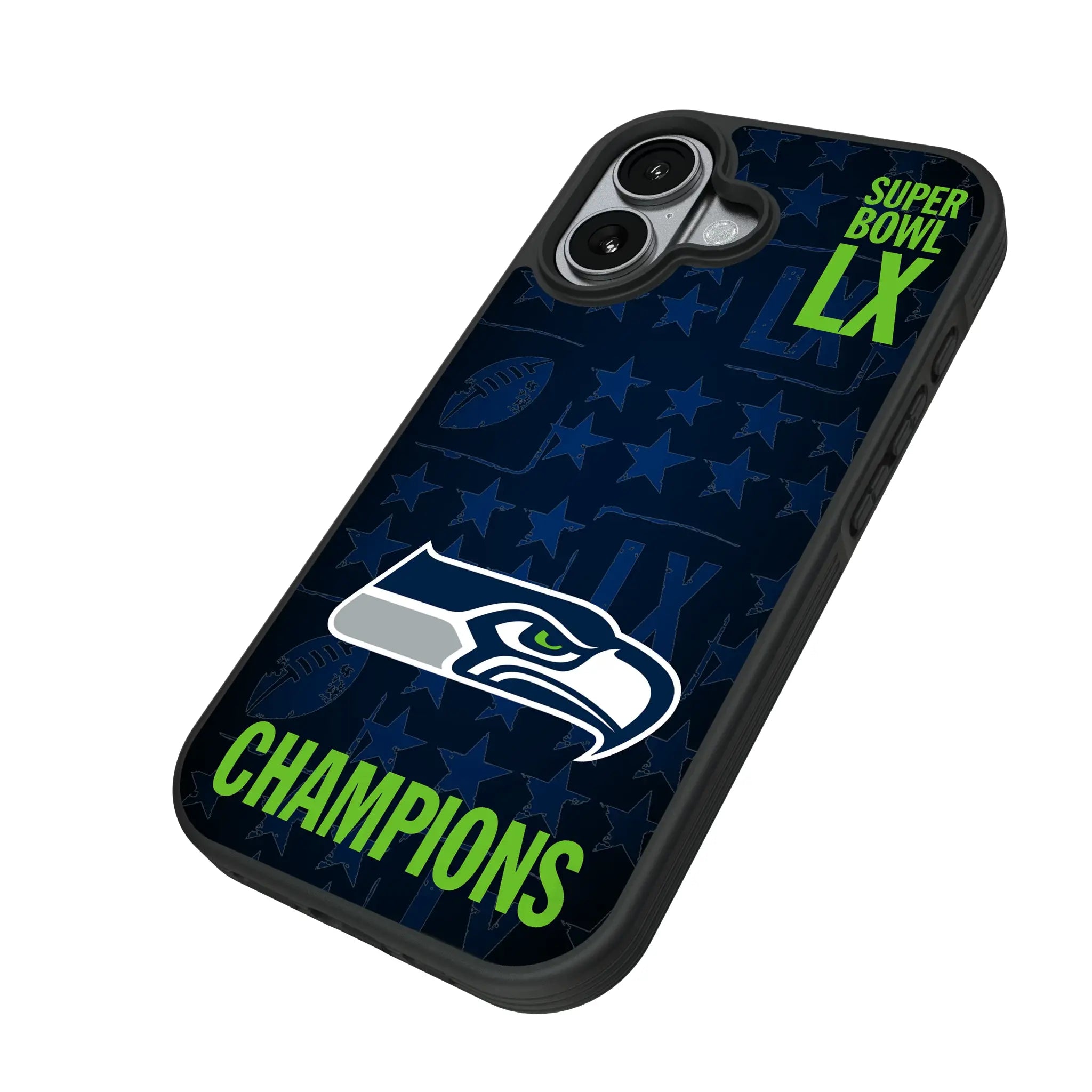 Seattle Seahawks 2026 Super Bowl iPhone Bump Phone Case for Apple iPhone - Isometric View#Device_iPhone 17