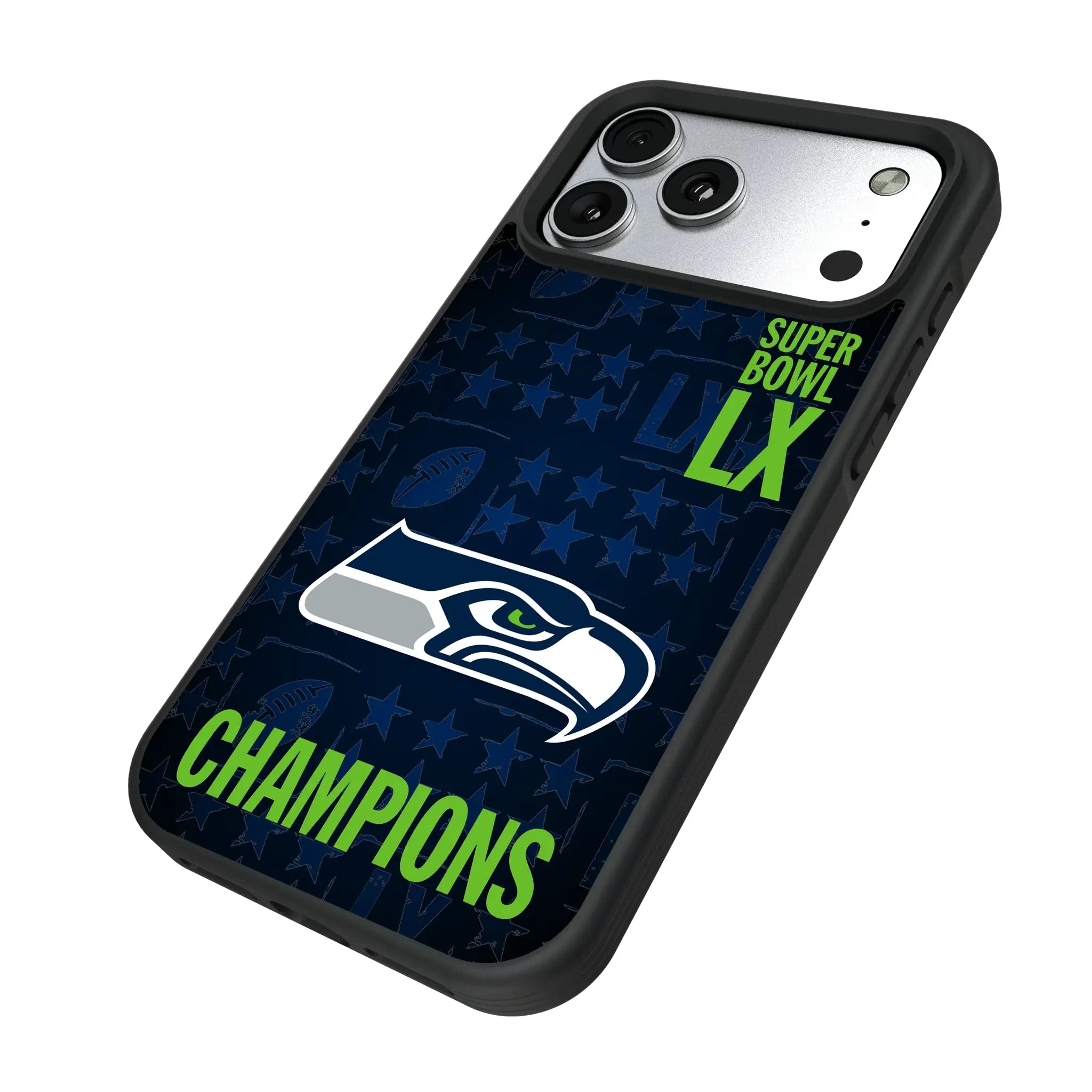 Seattle Seahawks 2026 Super Bowl iPhone Bump Phone Case for Apple iPhone - Isometric View#Device_iPhone 17 Pro Max