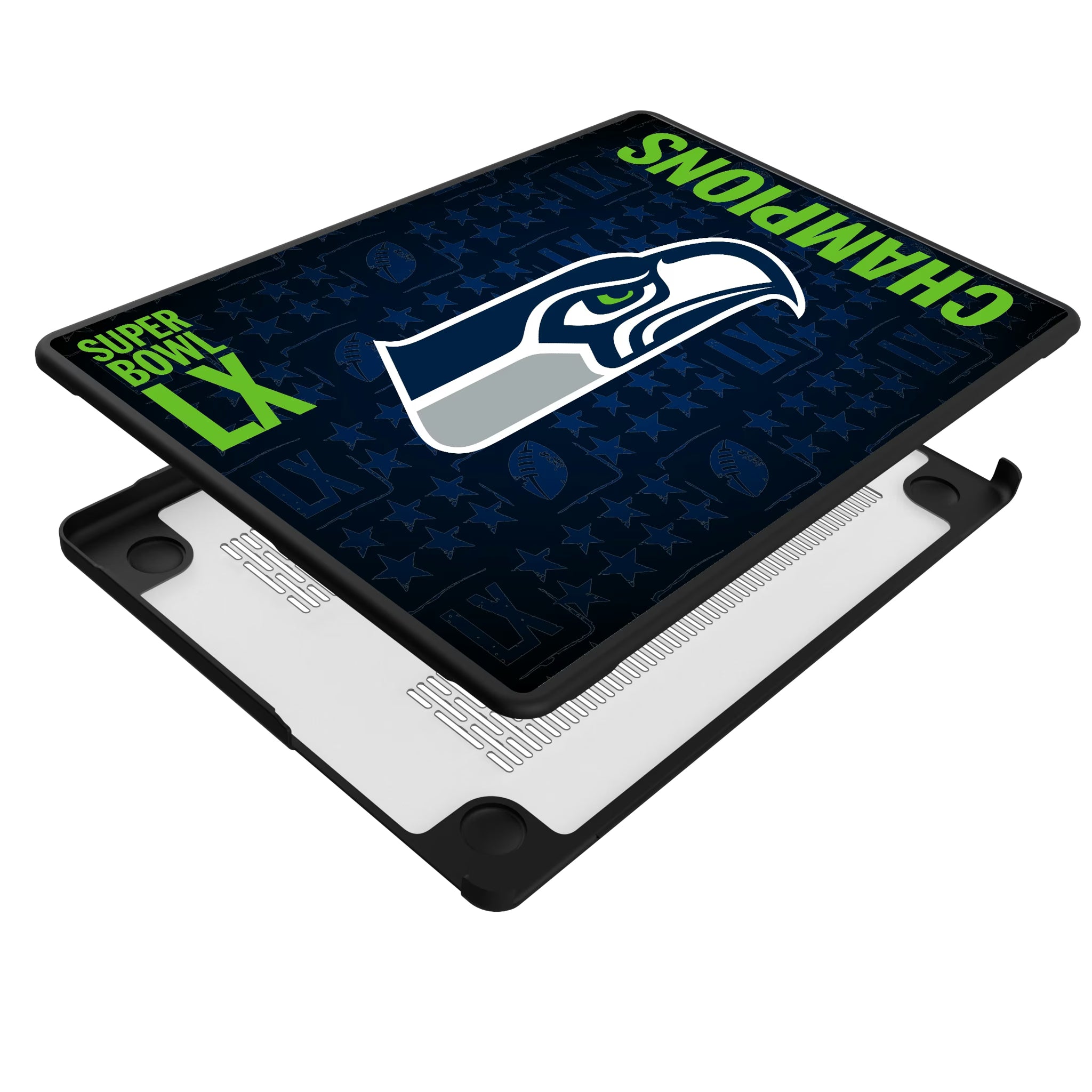 Seattle Seahawks 2026 Super Bowl MacBook Laptop Case for Apple MacBook - Isometric View#Device_MacBook Pro (14-inch, 2021) / MacBook Pro (14-inch, 2023) / MacBook Pro (14-inch, 2024)