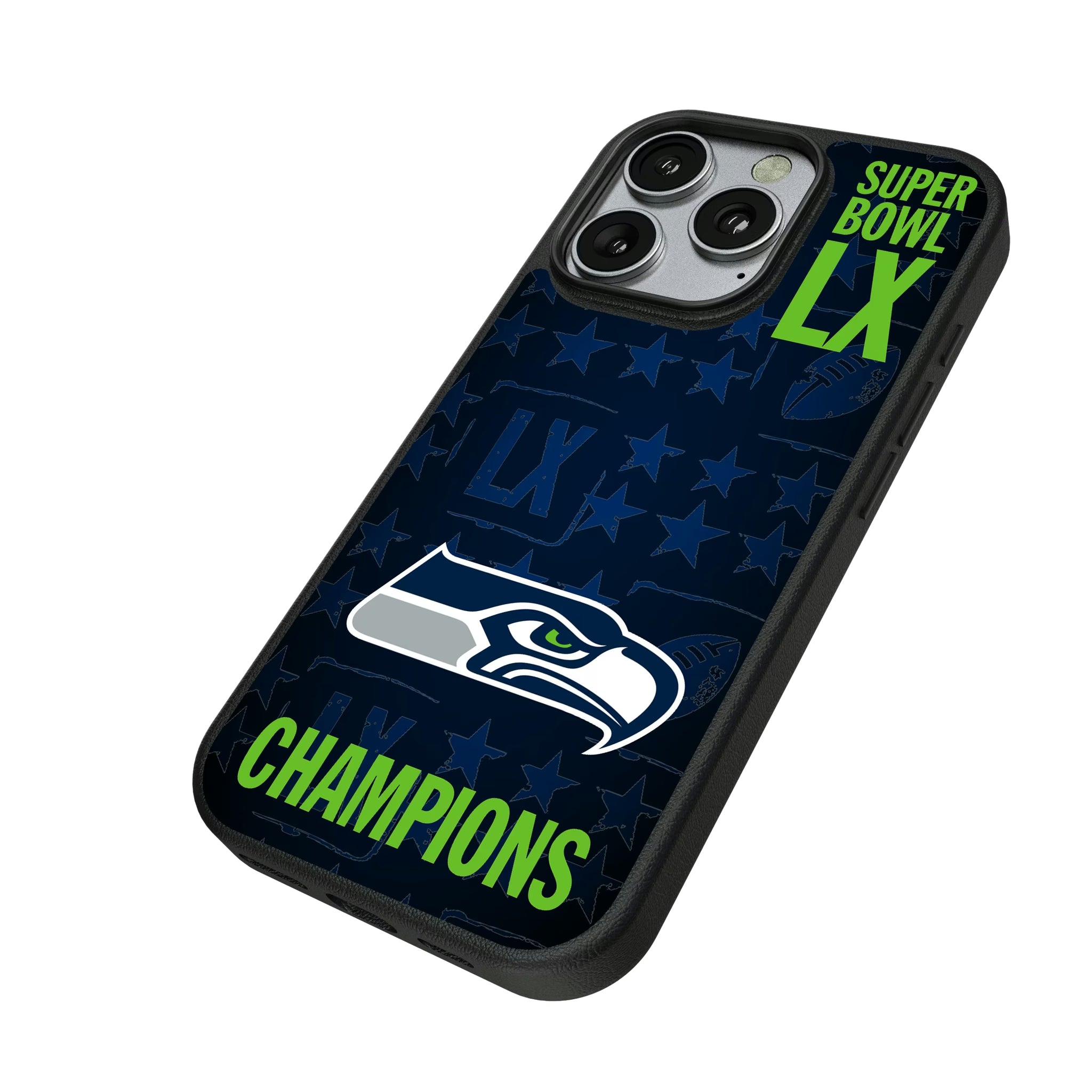 Seattle Seahawks 2026 Super Bowl iPhone MagSafe Compatible Phone Case for Apple iPhone - Isometric View