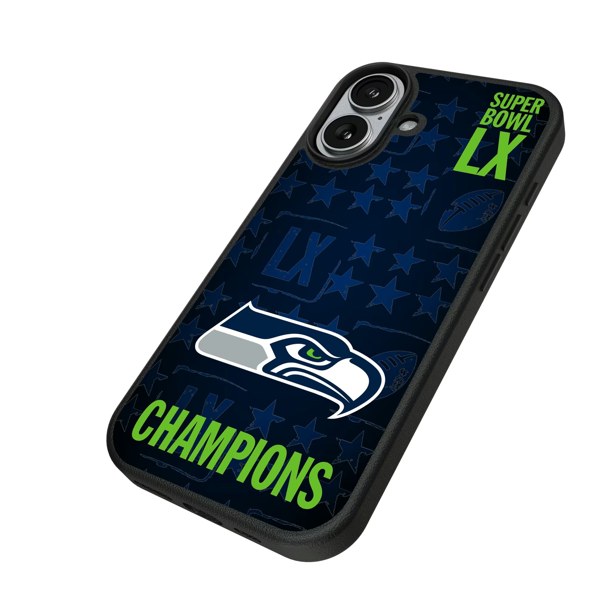 Seattle Seahawks 2026 Super Bowl iPhone MagSafe Compatible Phone Case for Apple iPhone - Isometric View#Device_iPhone 17